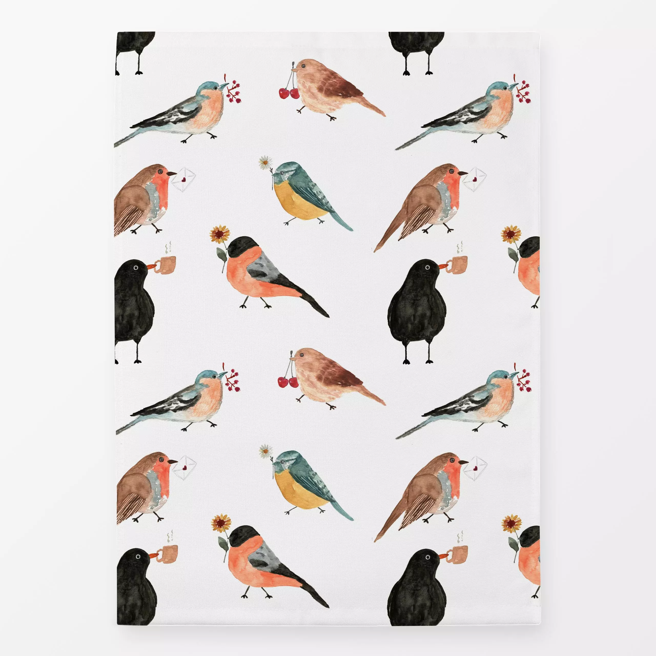 Geschirrtücher Vögel - Frühling, Tiere - von „Lena Yokota"; Muster, Vogel, Tiere, pattern, animal, animals, lenayokota