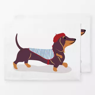 Tischset Französischer Dackel weiß