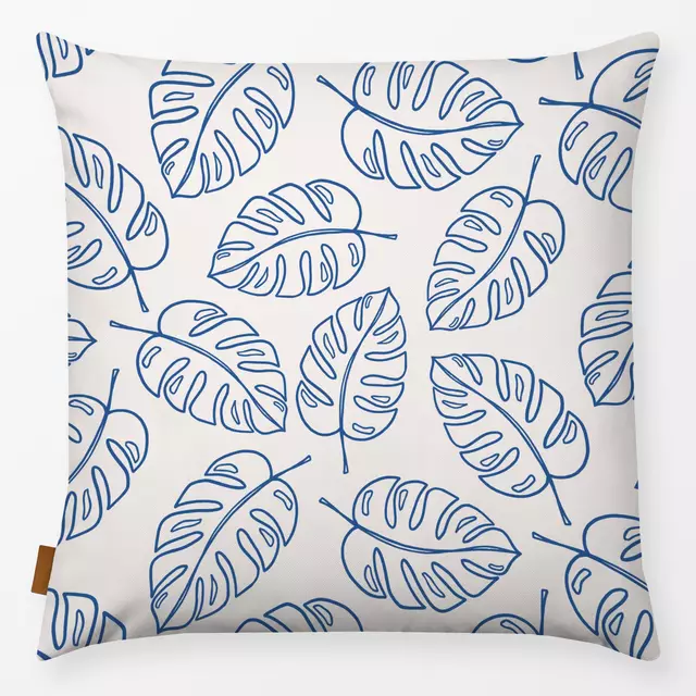 Kissen Monstera Muster blau beige von Kathrin Woo - textilwerk.com - Der  Onlineshop fr Heimtextilien aus Europa