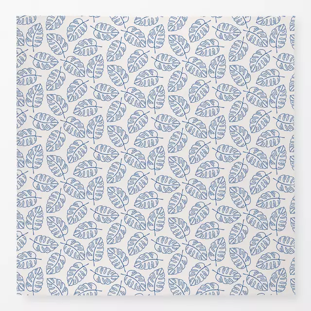 Tischdecke Monstera Muster blau beige von Kathrin Woo - textilwerk.com -  Der Onlineshop fr Heimtextilien aus Europa