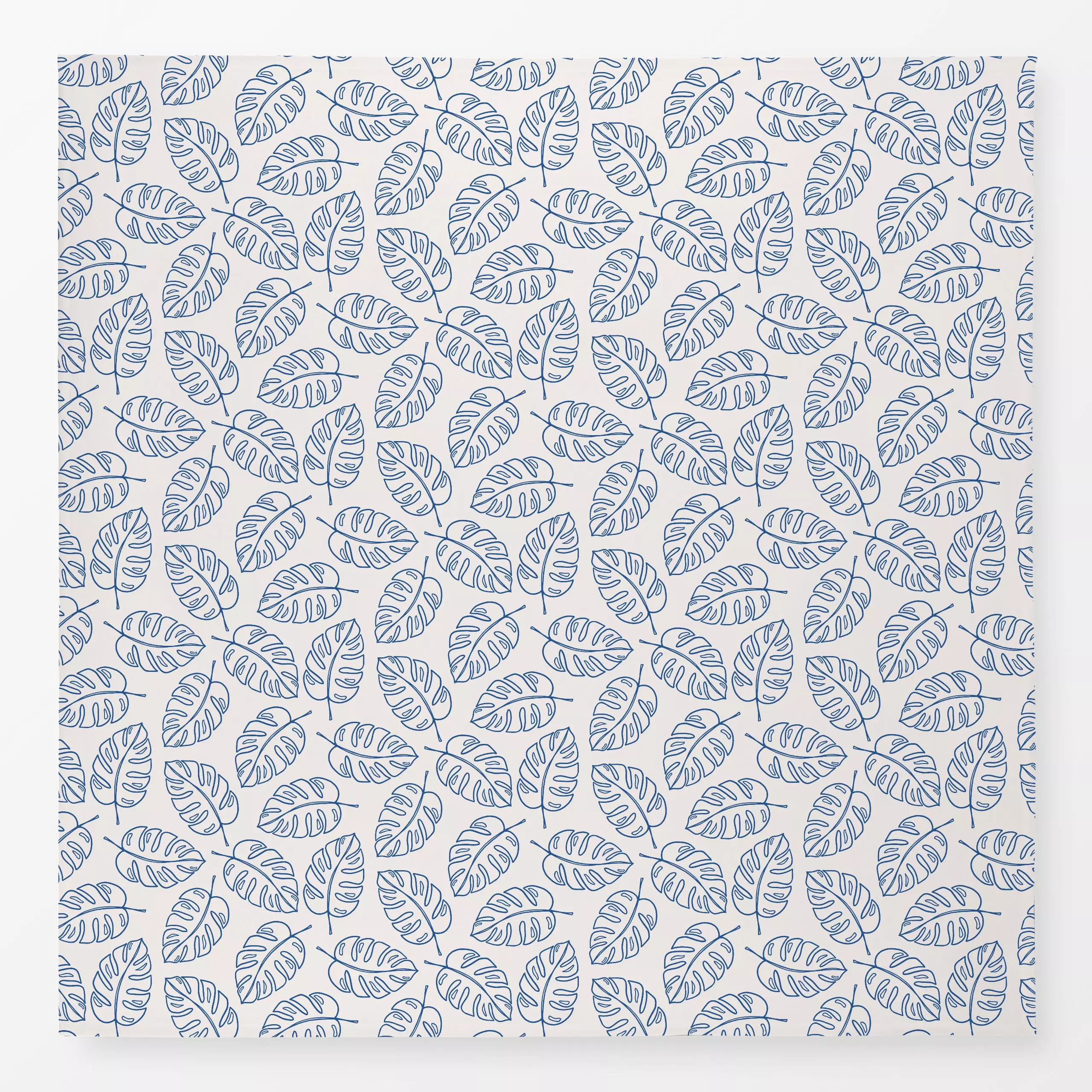 Tischdecke Monstera Muster blau beige - Sommer, Symbole & Muster, Pflanzen & Botanik - von „Kathrin Woo"; Monstera, tropical...