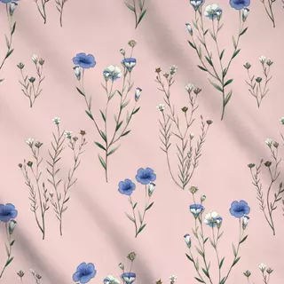 Meterware Wild Flowers Rosé Blue