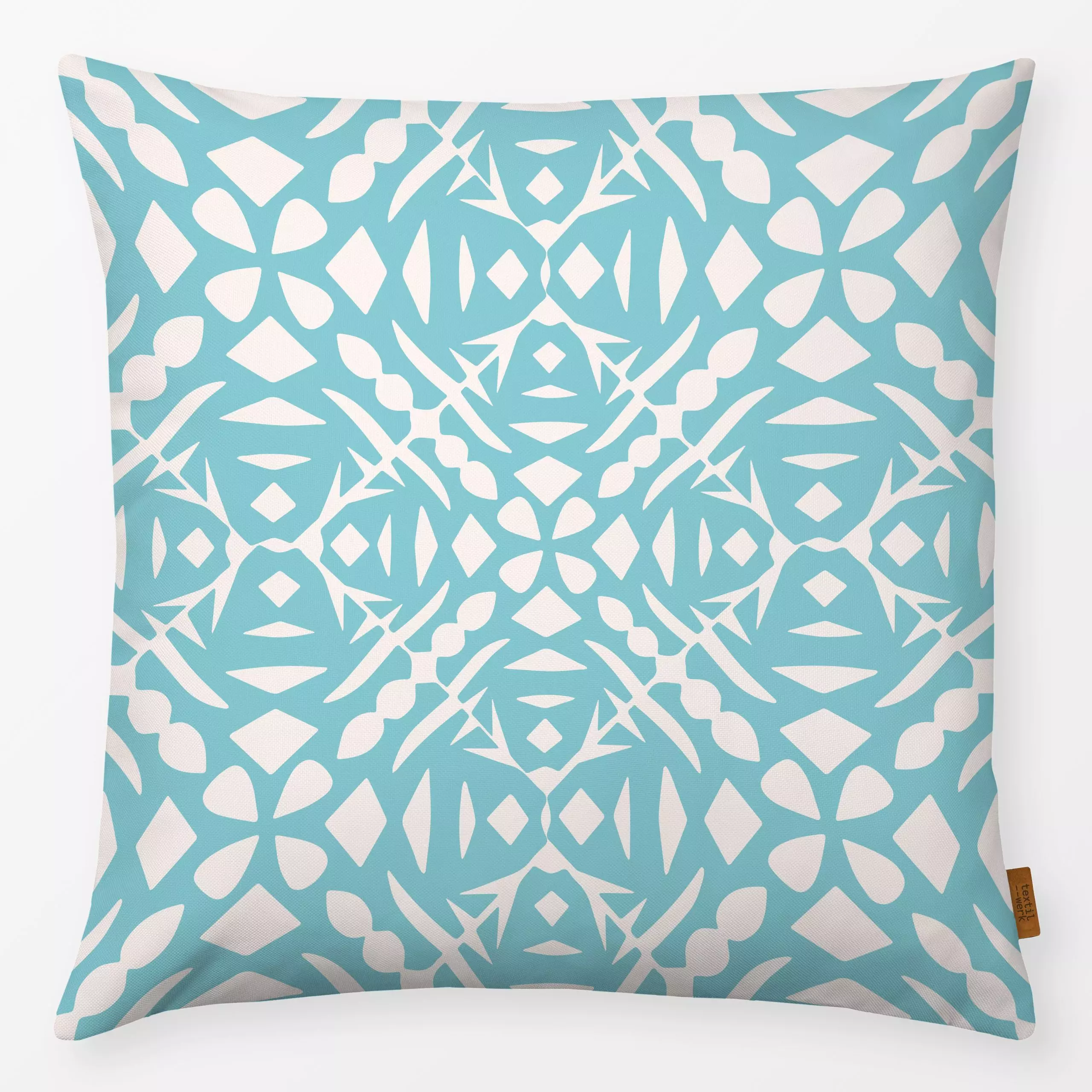 Kissen Silhouette 2 Türkis - Symbole & Muster - von „Kathrin Woo"; Muster, abstrakt, Geometrisch, modern, formen, pattern, a...