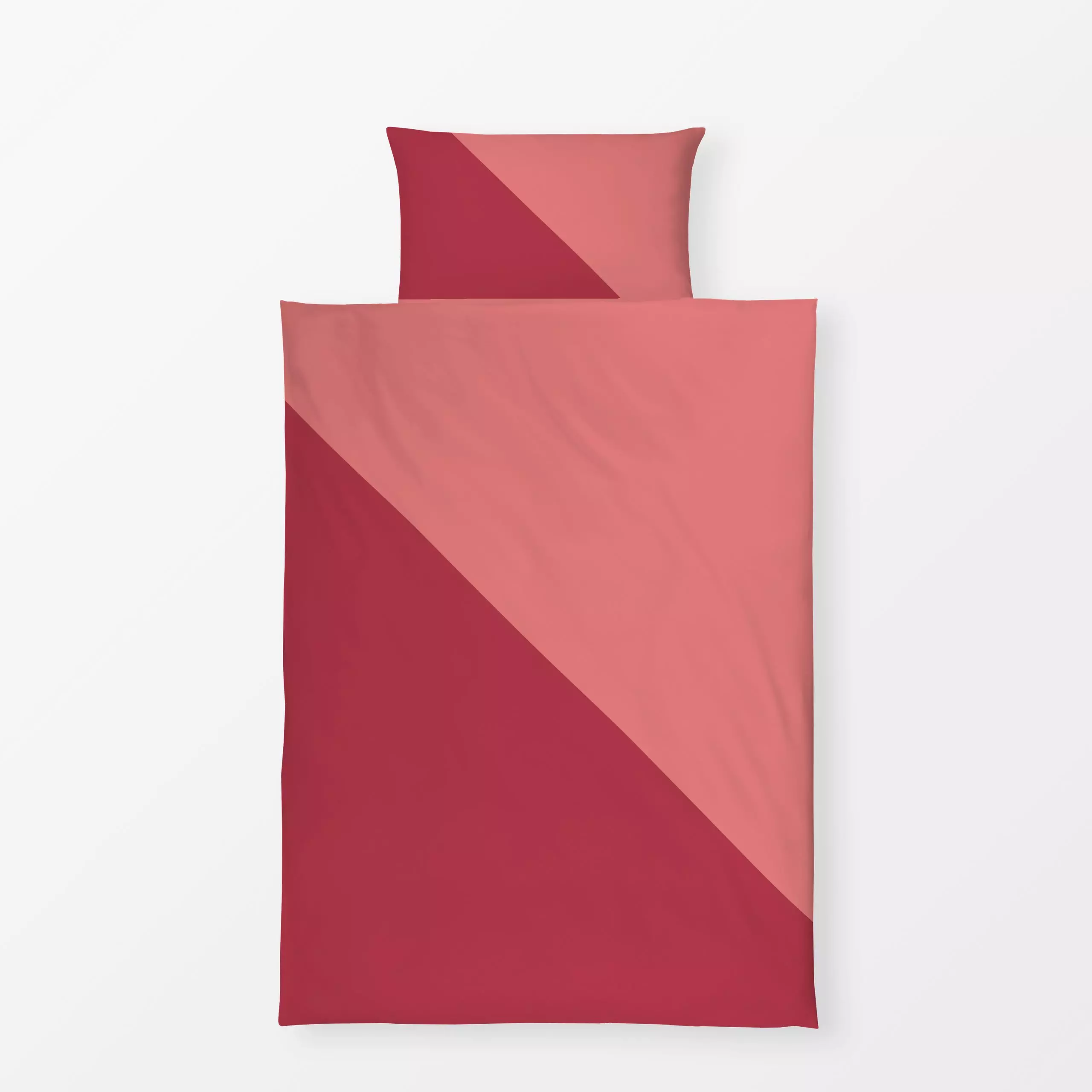 Bettwäsche Dreieck Diagonale rot - Symbole & Muster - von „Heyduda"; Muster, abstrakt, skandinavisch, modern, Sommer, grafis...