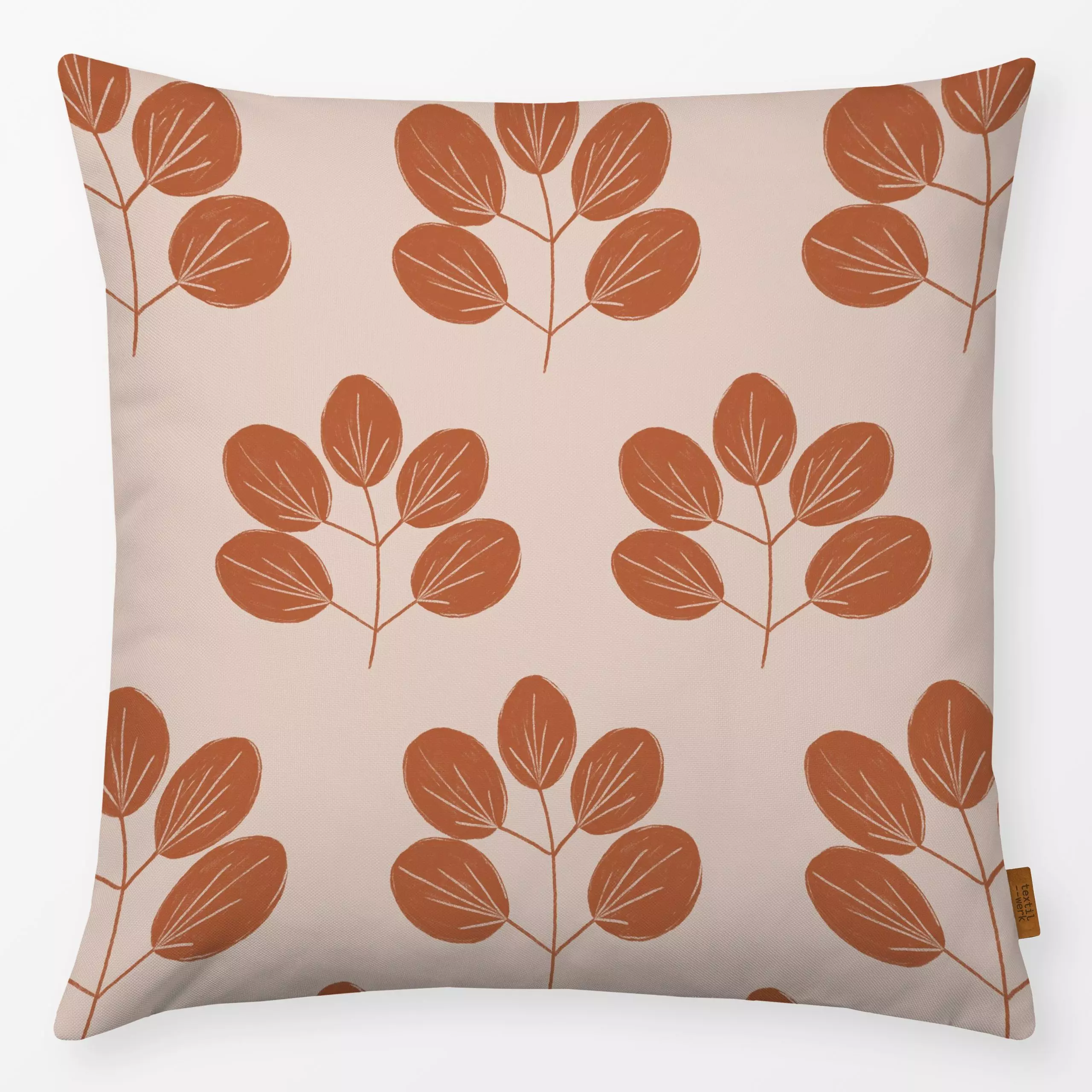 Kissen Terracotta Leaves - Natur & Landschaft - von „Menina Lisboa "; Natur, skandinavisch, Blätter, terracotta, Farmhouse, ...