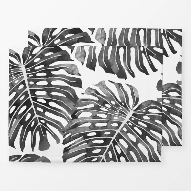 Tischset Monstera Leaves black von Karen Menzenbach - textilwerk.com - Der  Onlineshop fr Heimtextilien aus Europa