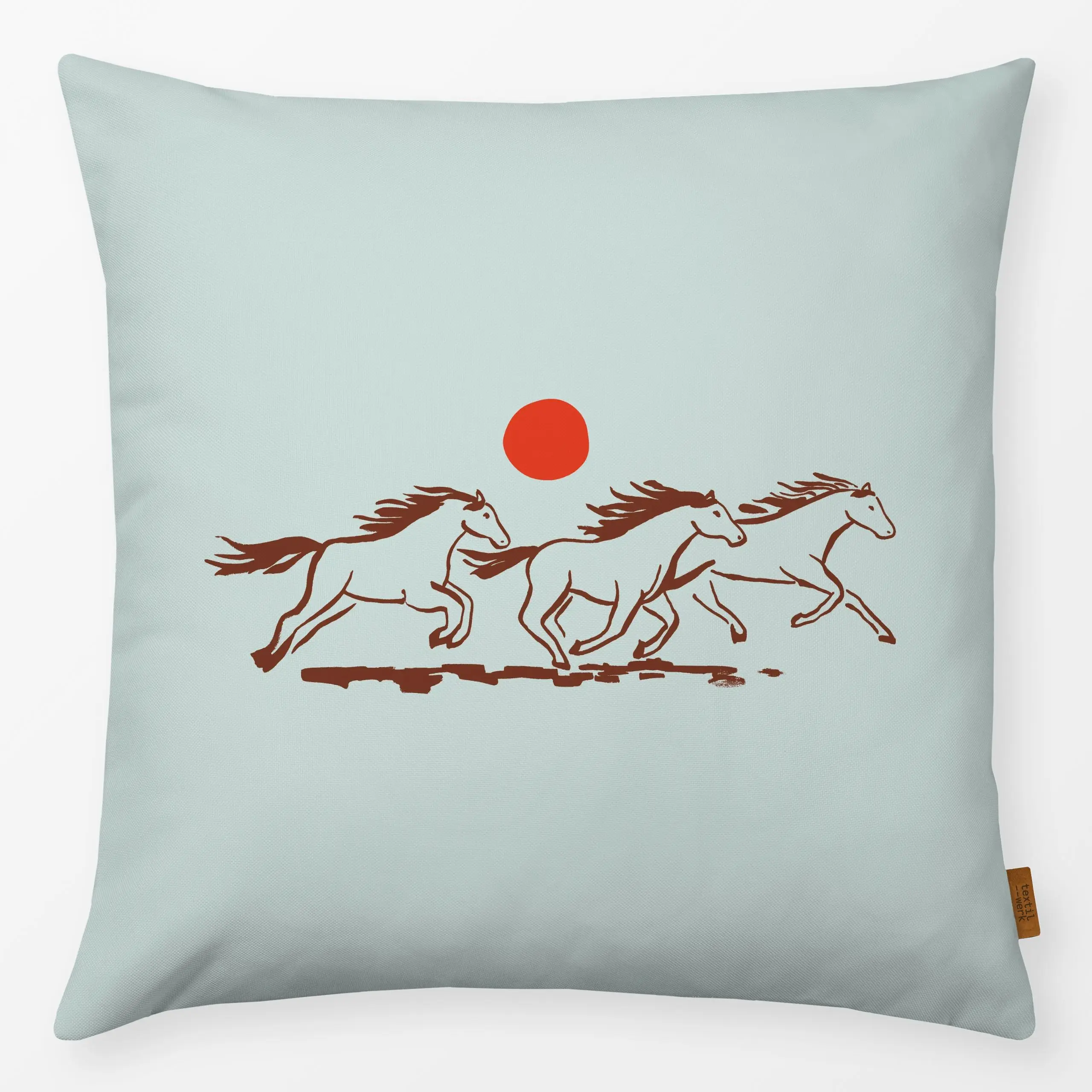 Kissen Mountain Horses - Sommer, Tiere - von „Julia Schumacher"; Pferde, Nostalgie, Horse, savanne, herde, Pferdeliebe, reit...