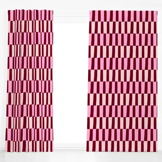 Dekovorhang Blockstreifen Blütenpink
