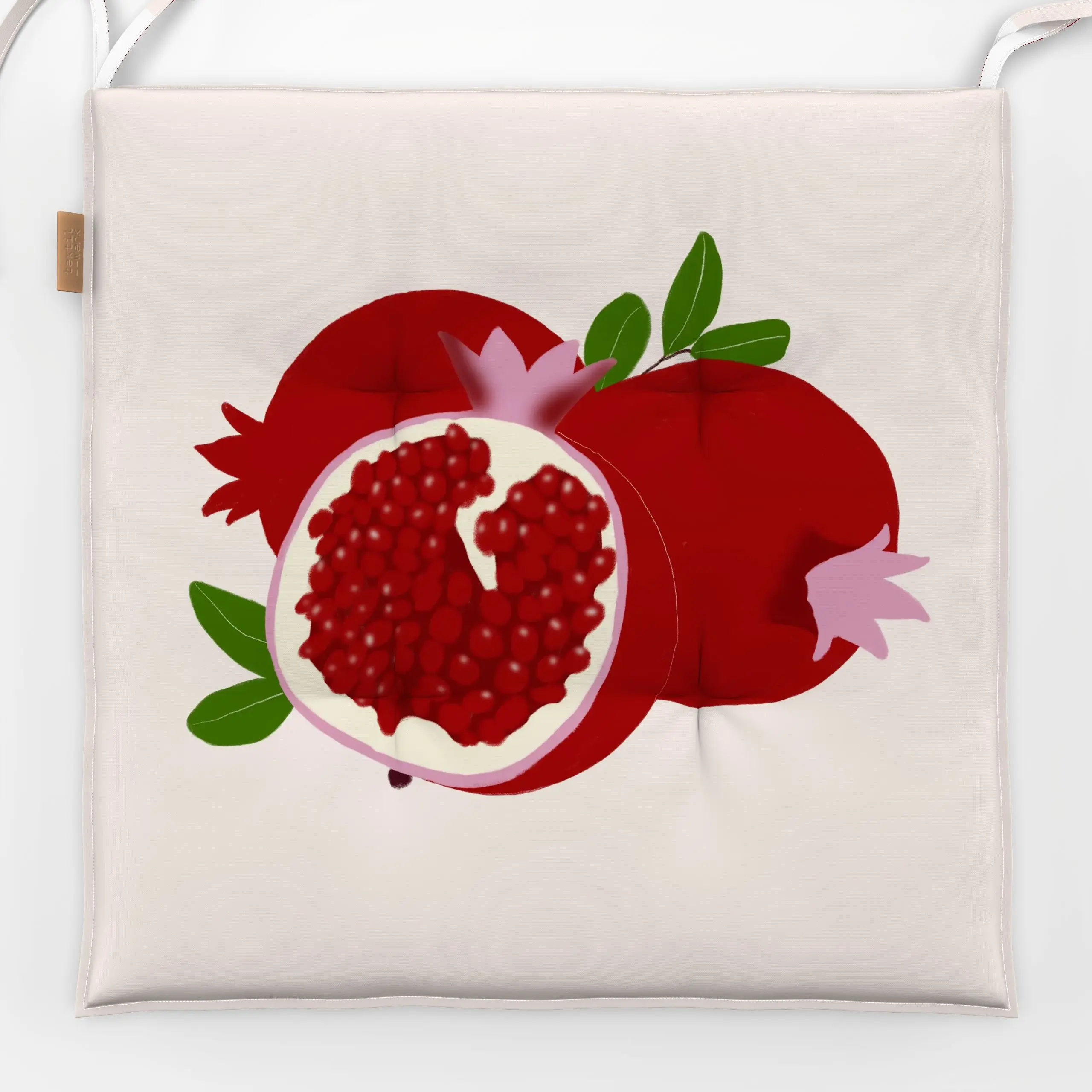 Sitzkissen Granatäpfel - Herbst, Früchte - von „Sophie Augustin Illustration"; Obst, Illustration, Granatapfel, Früchte, Her...