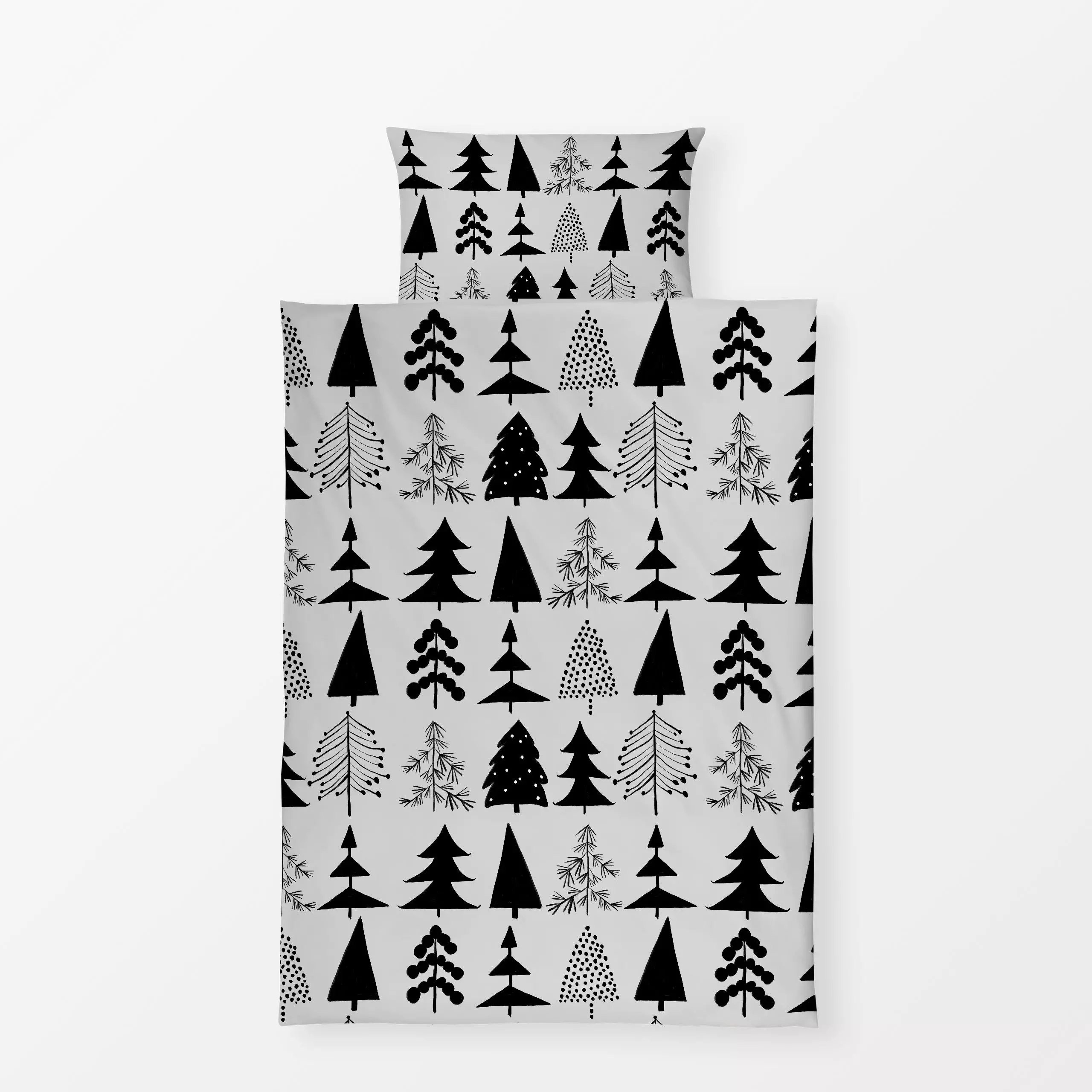 Bettwäsche Tannenbäume GRAU - Weihnachten, Winter - von „Sophie Augustin Illustration“; Merry Christmas, Tannenbaum, Weihnac...