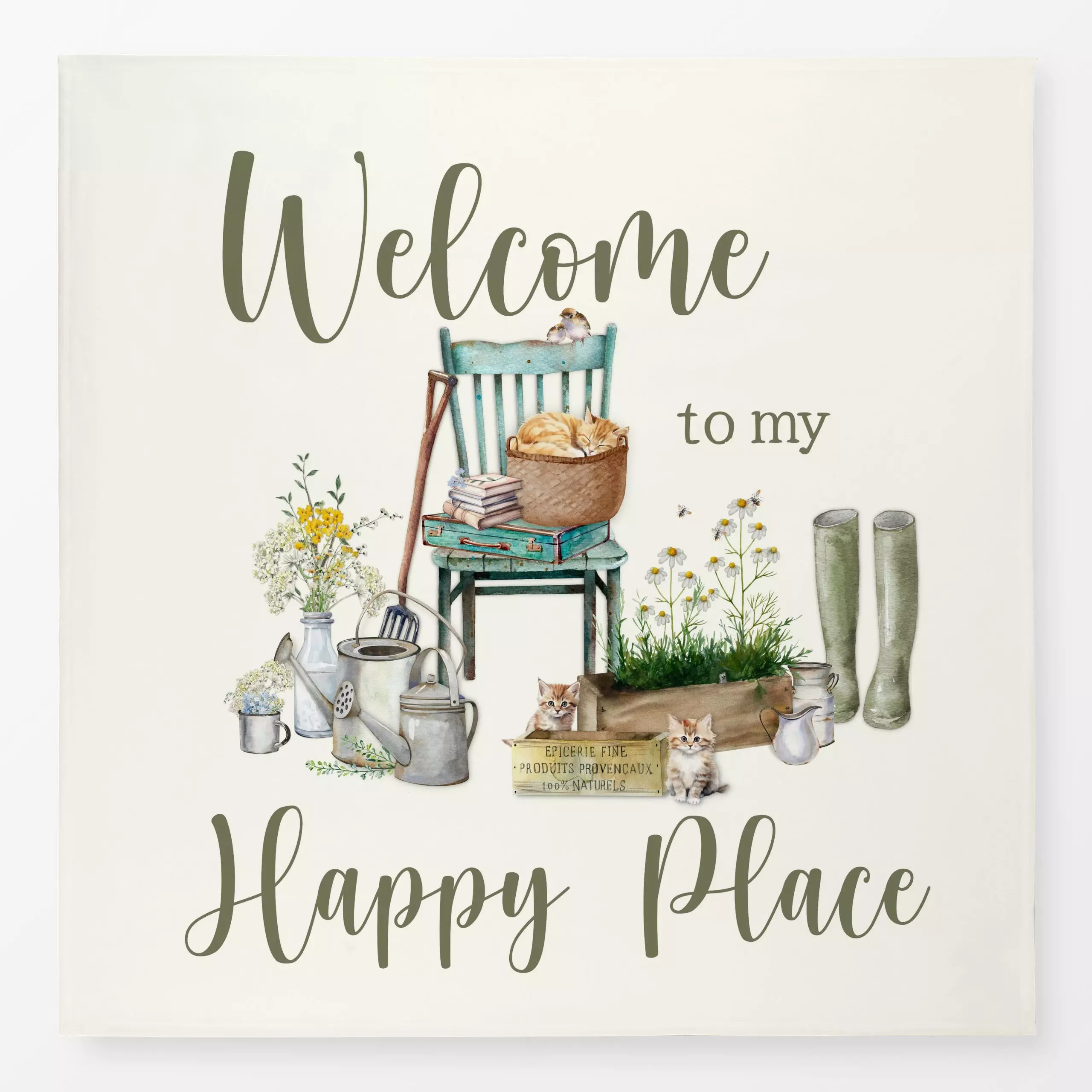 Tischdecke Garten Liebe Willkommen, Blumen, Spruch, Sommer, von Monika Strigel