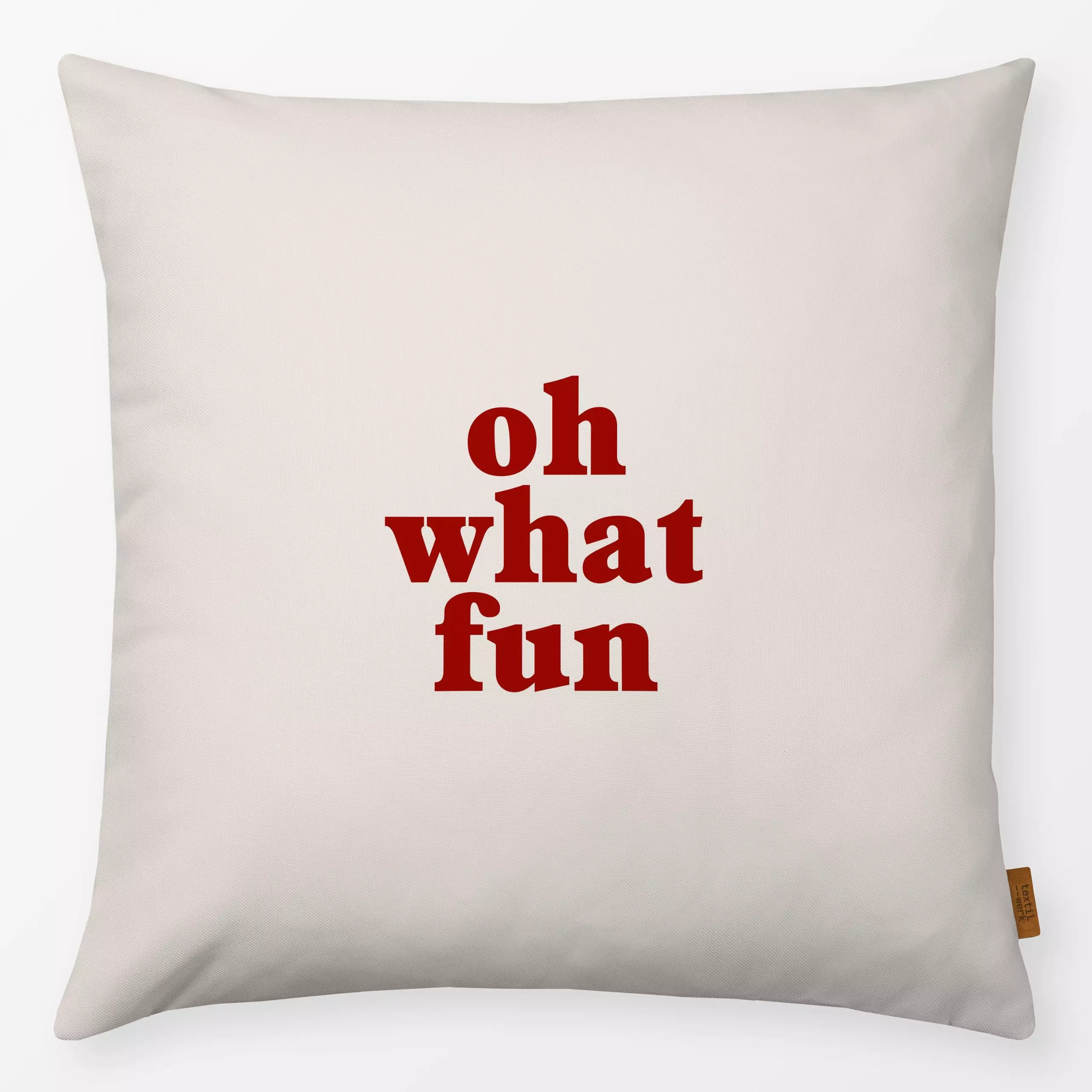 Kissen Oh What Fun - Weihnachten, Winter - von „textilwerk"; Retro, Merry Christmas, Weihnachten, typografie, geschenkidee, ...