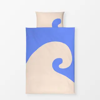 Bettwäsche Welle Abstrakt Blau & Weiß