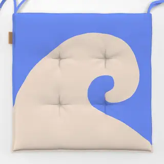 Sitzkissen Welle Abstrakt Blau & Weiß
