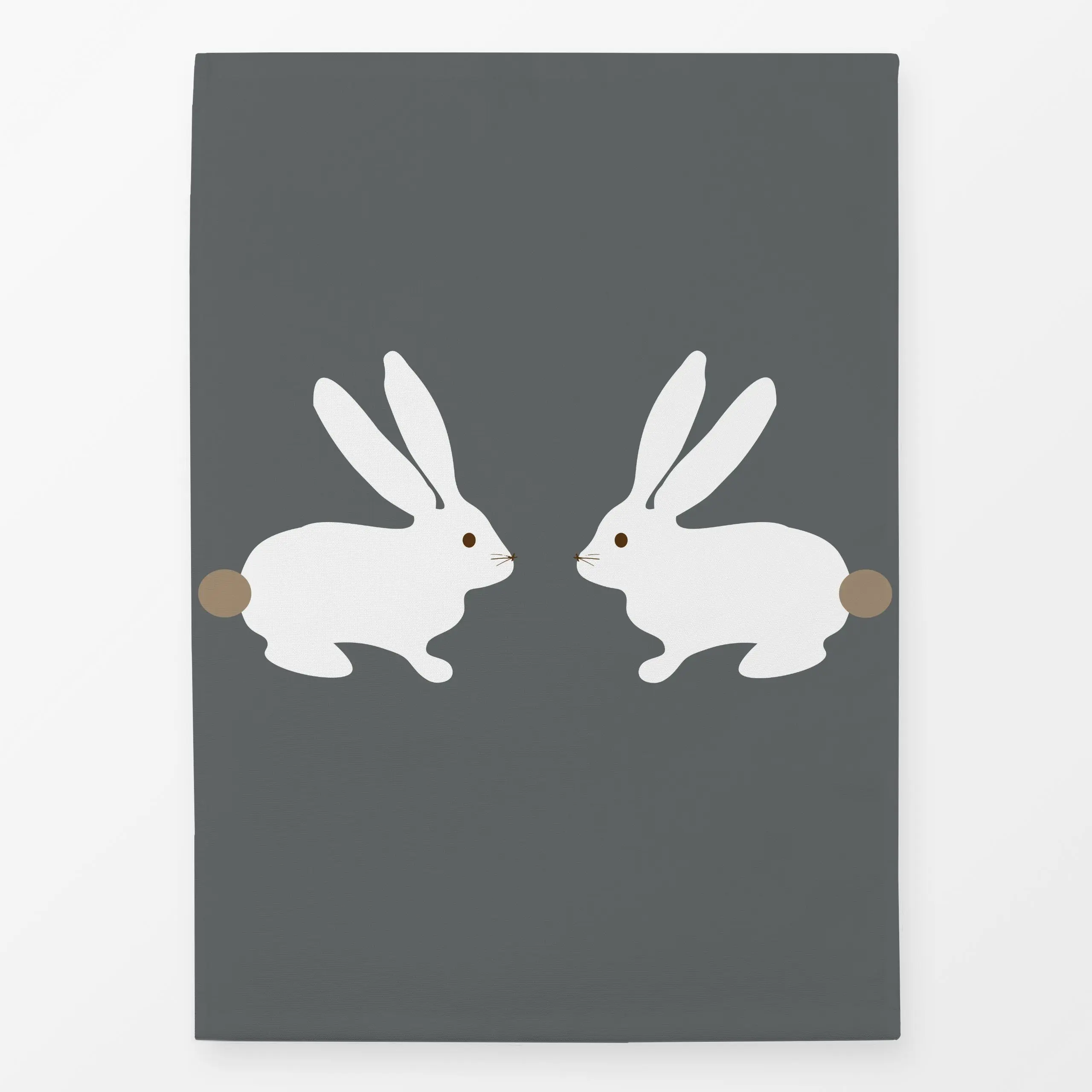 Geschirrtücher Zwei Osterhasen Weiß Grau - Frühling, Tiere, Ostern - von „Alisa Knöß"; skandinavisch, Ostern, Fruehling, Ost...