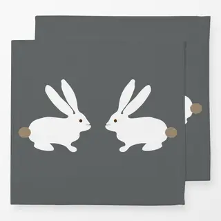 Servietten Zwei Osterhasen Weiß Grau