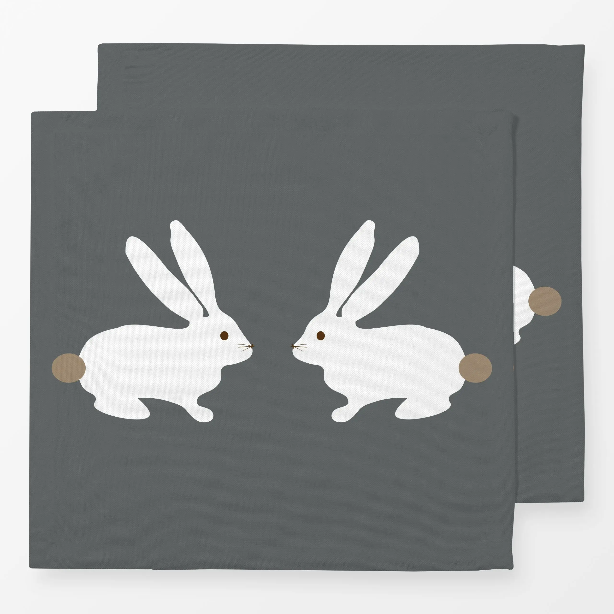 Servietten Zwei Osterhasen Weiß Grau - Frühling, Tiere, Ostern - von „Alisa Knöß"; skandinavisch, Ostern, Fruehling, Osterde...