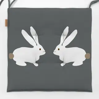 Sitzkissen Zwei Osterhasen Weiß Grau