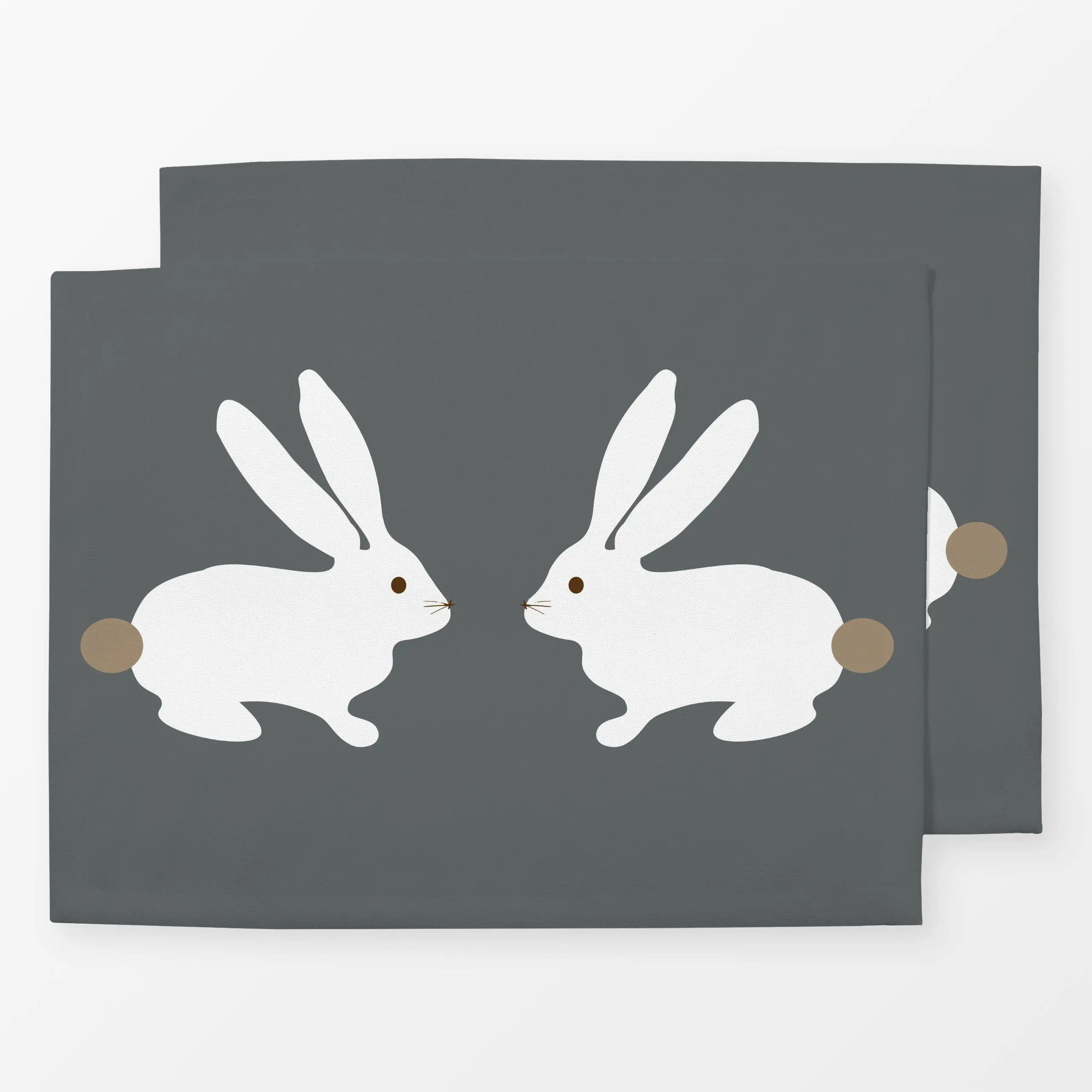 Tischset Zwei Osterhasen Weiß Grau - Frühling, Tiere, Ostern - von „Alisa Knöß"; skandinavisch, Ostern, Fruehling, Osterdeko...