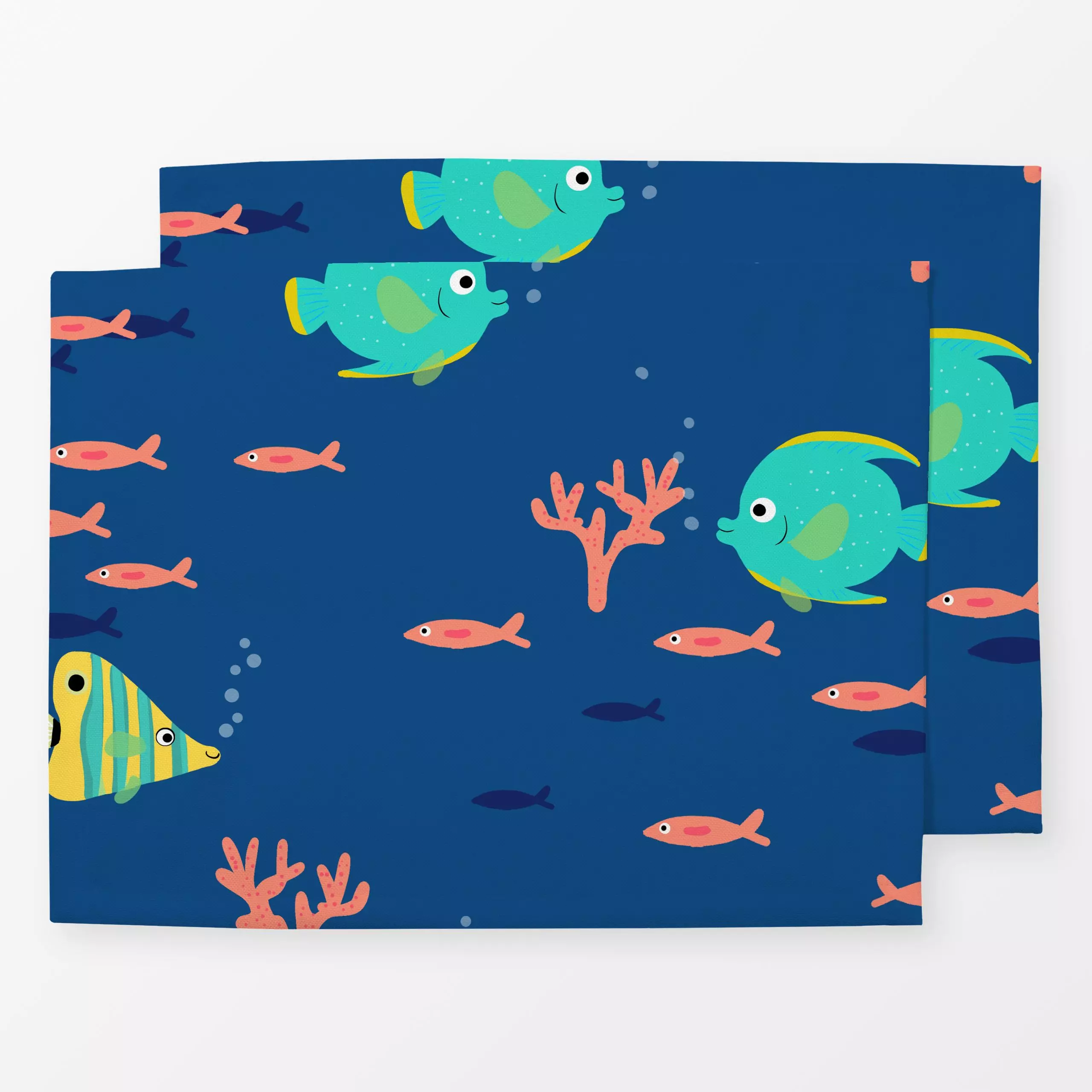 Tischset Farbenspiel blau - Kinderzimmer & Motive für Kinder, Tiere - von „Julia Reyelt"; Wasser, Ozean, Meer, Meerestiere, ...