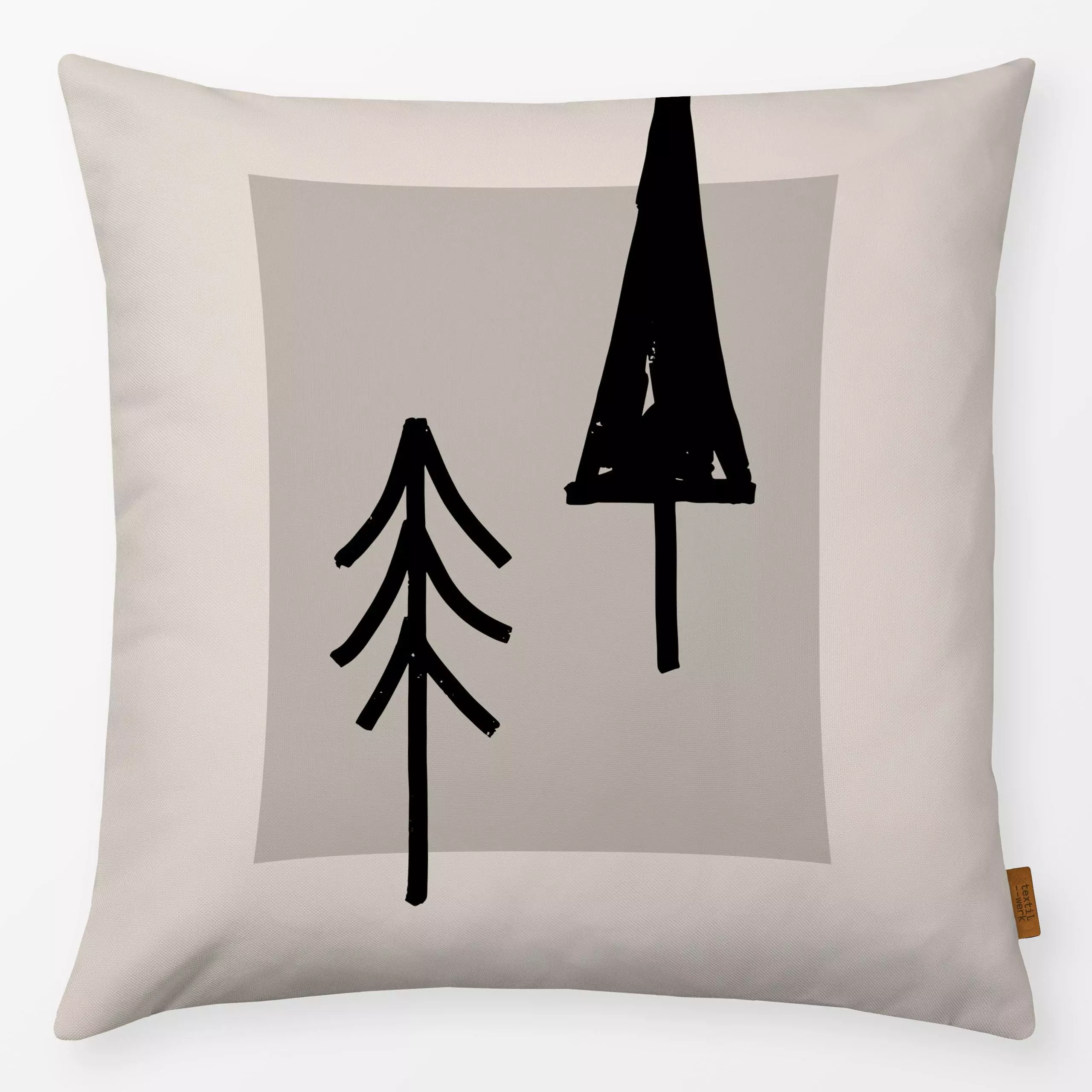 Kissen Modern Trees - Weihnachten, Winter - von „Kruth Design"; skandinavisch, Bäume, Weihnachtsbaum, Weihnachten, beige, mo...