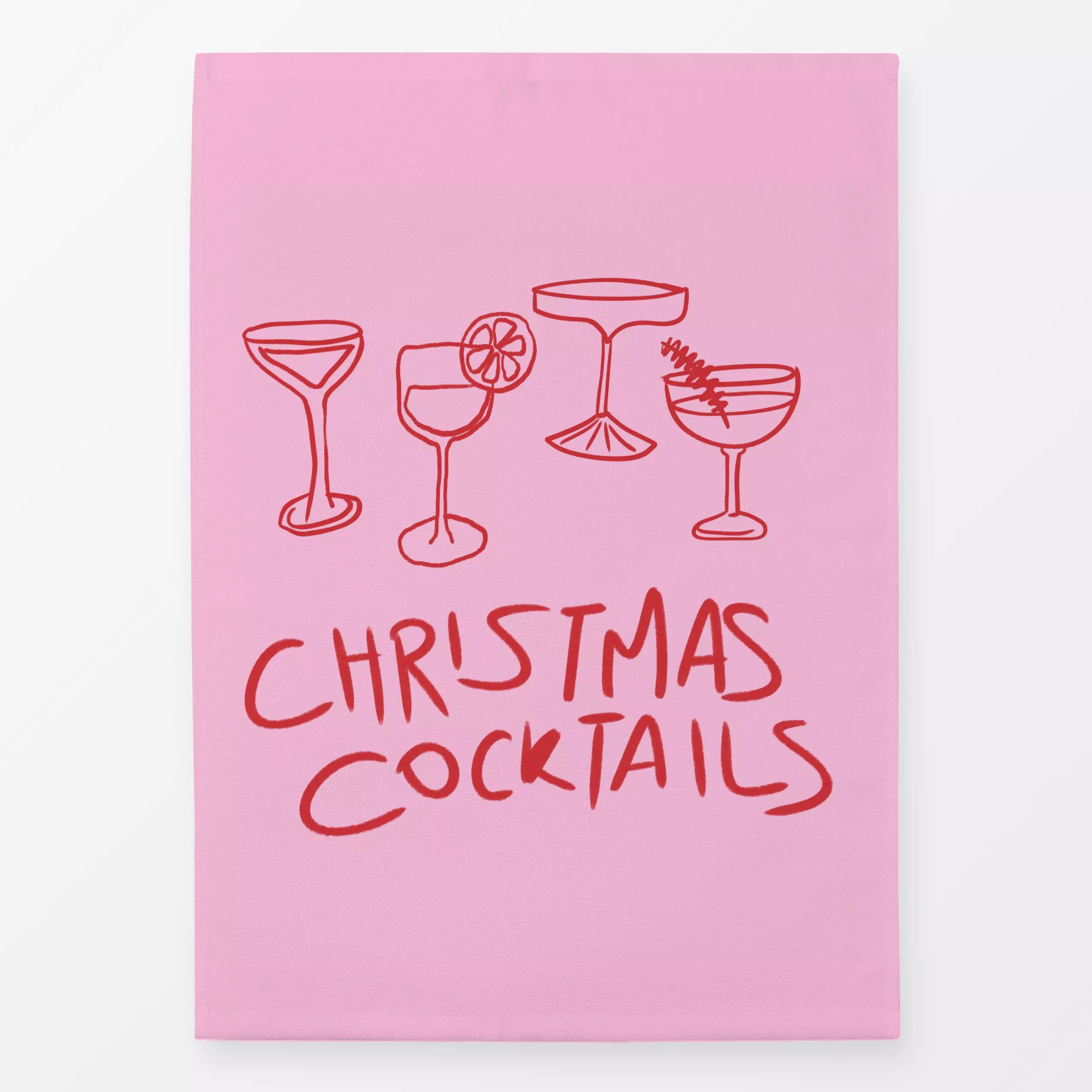 Geschirrtücher Christmas Cocktails Pink - Weihnachten, Anlässe - von „textilwerk"; Illustration, skandinavisch, Weihnachten,...
