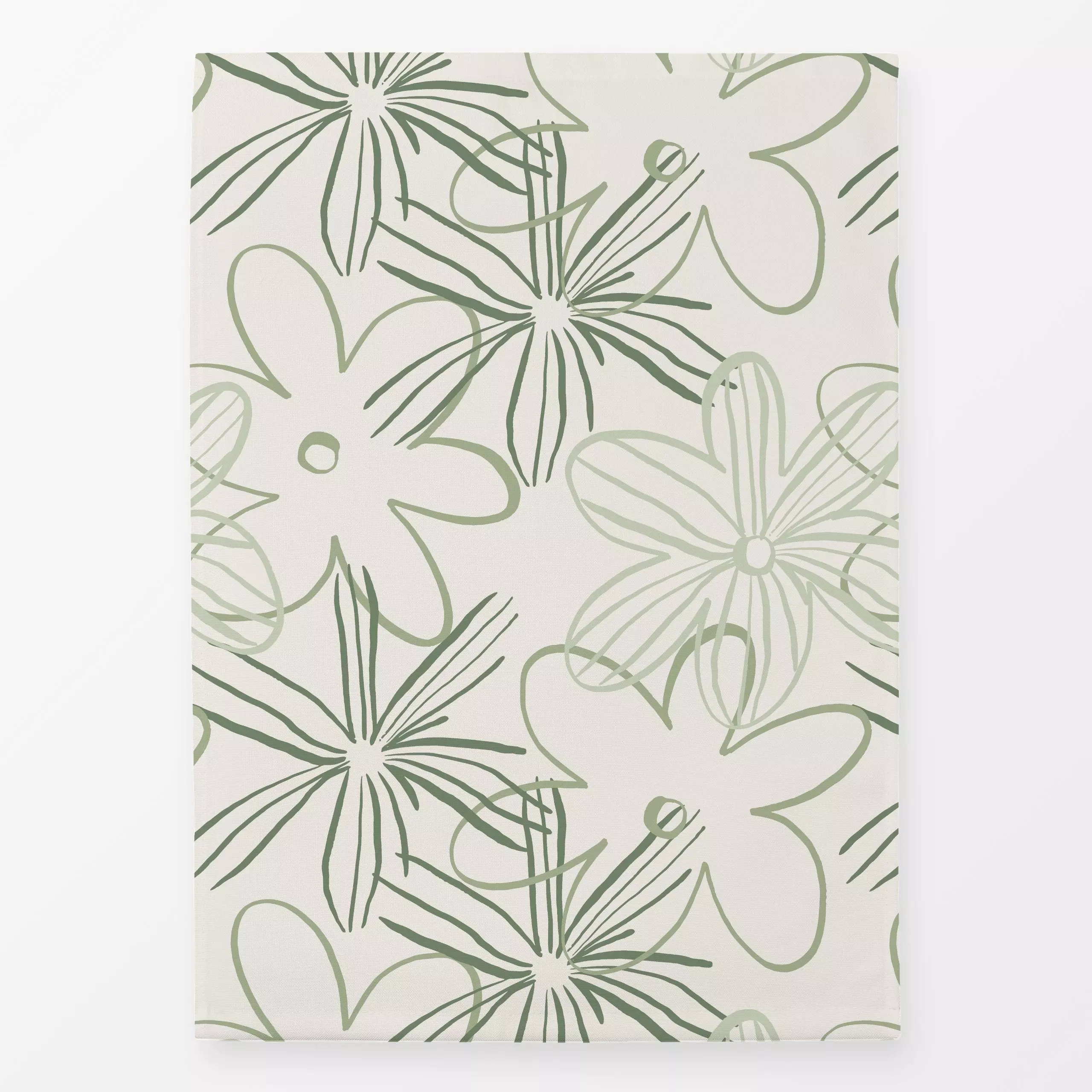 Geschirrtücher Happy Flower Green Beige - Frühling, Anlässe, Ostern - von „Kruth Design"; Blumen, Garten, Sommerblumen, Oste...