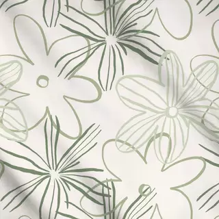 Meterware Happy Flower Green Beige