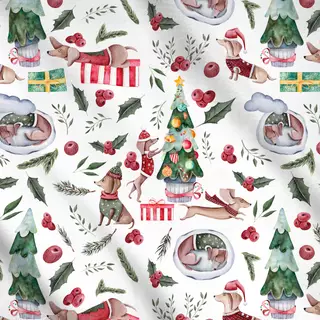Meterware Dackel Weihnachten