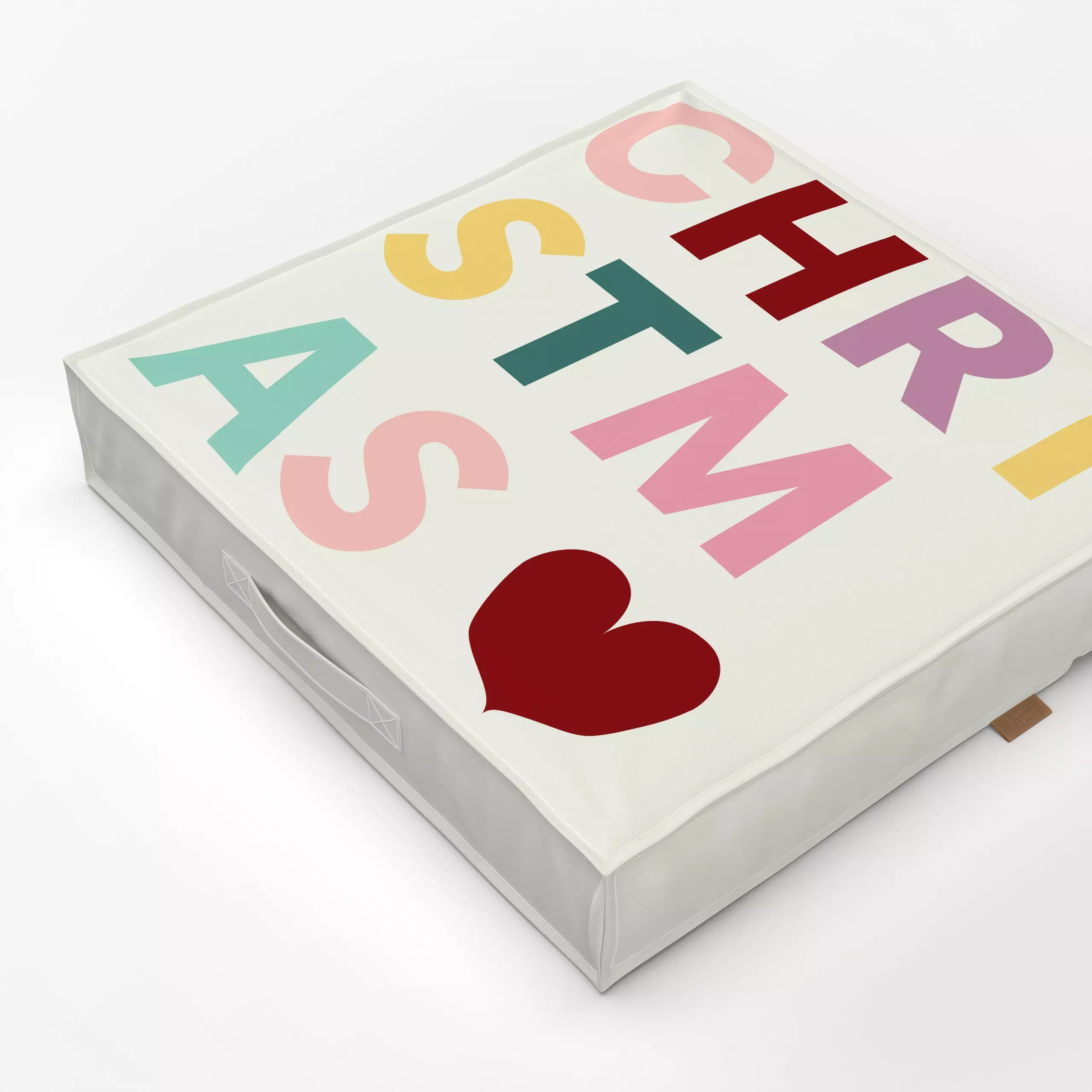 Bodenkissen Christmas - Sprüche & Schriftzüge, Weihnachten - von „Fjord Studio"; Weihnachten, typografie, bunt, weihnachtlic...