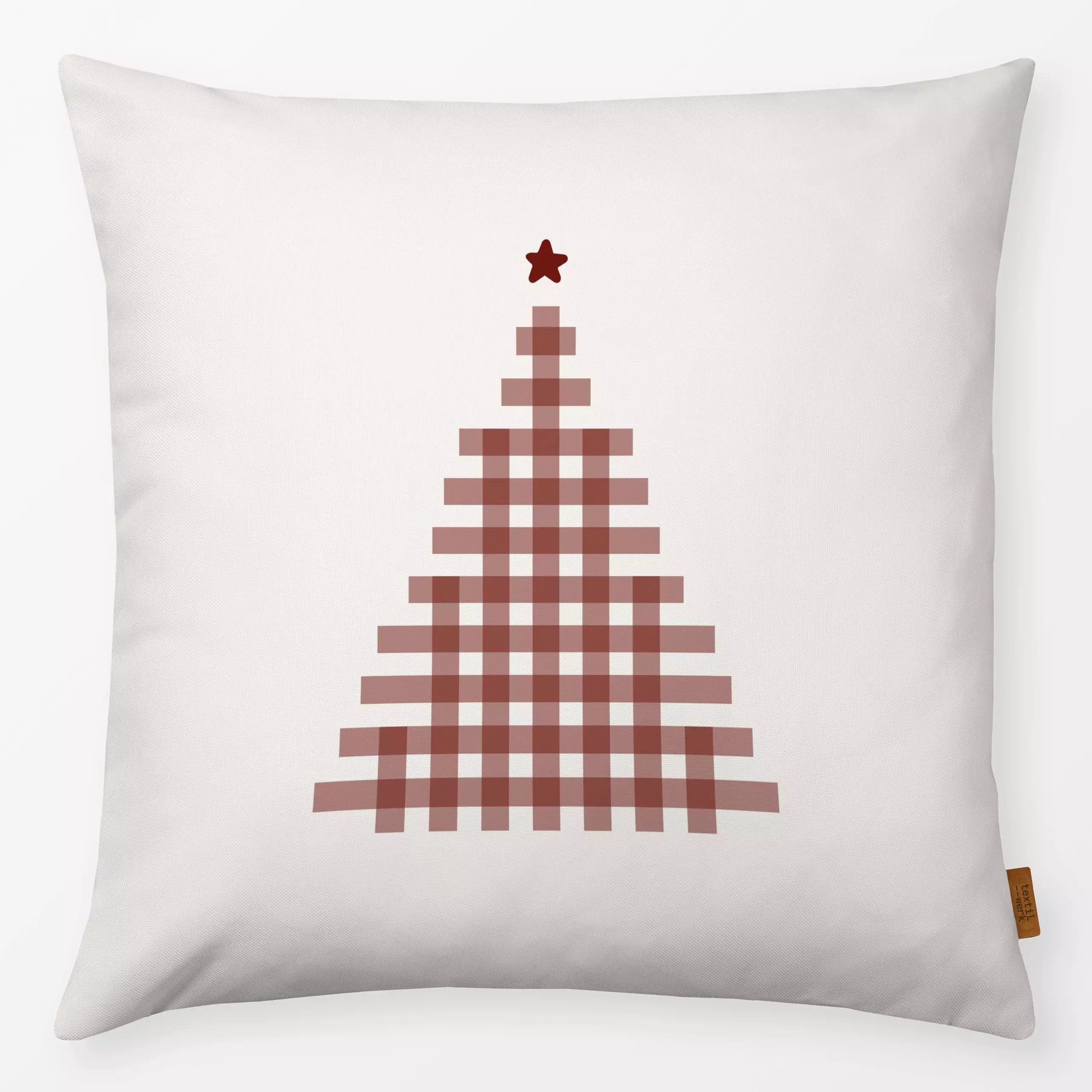 Kissen Karo Tree Green - Weihnachten, Anlässe - von „Kruth Design"; Streifen, Tannenbaum, Weihnachtsbaum, Weihnachten, Karo,...