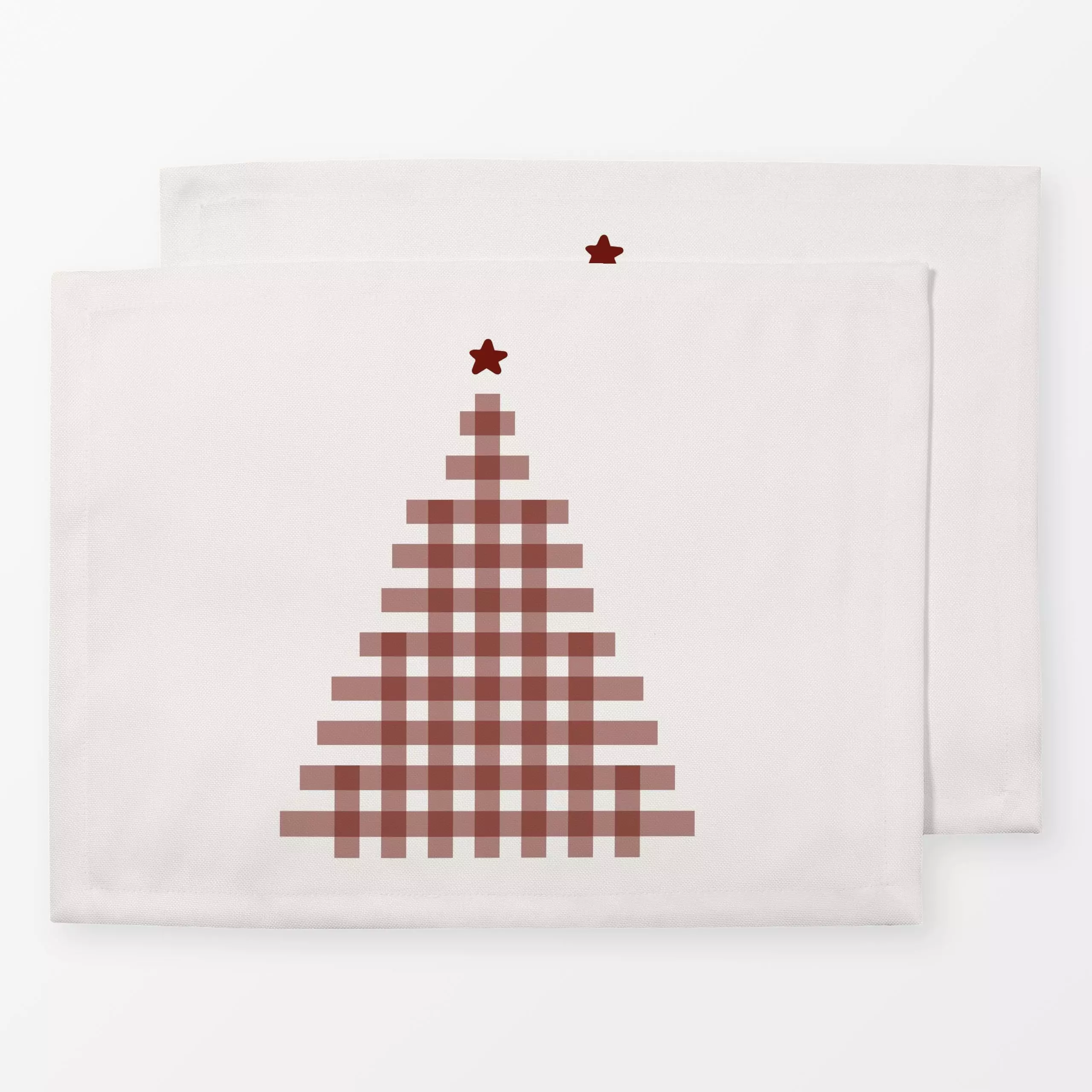 Tischset Karo Tree Green - Weihnachten, Anlässe - von „Kruth Design"; Streifen, Tannenbaum, Weihnachtsbaum, Weihnachten, Kar...