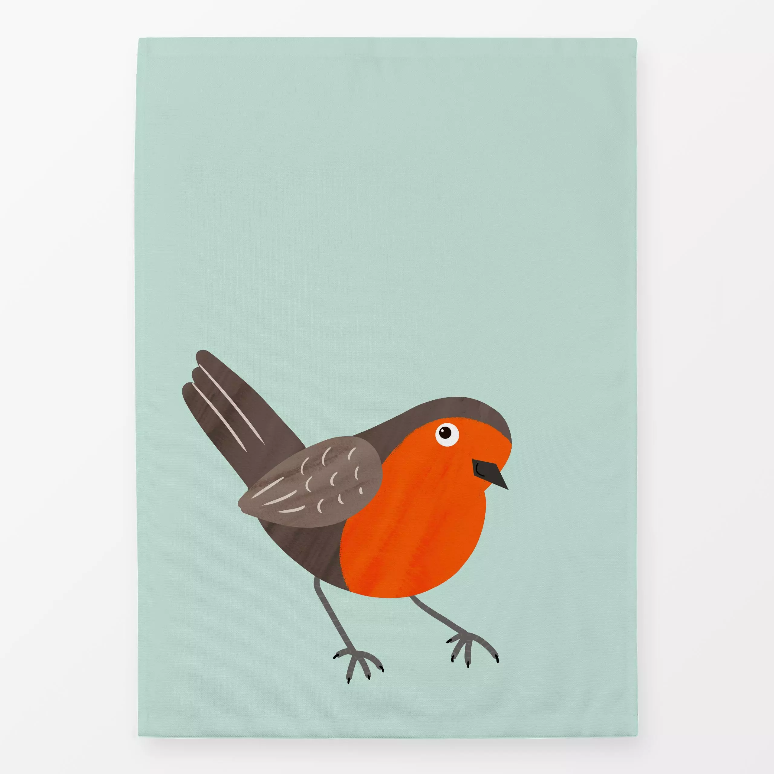 Geschirrtücher Neugieriges Rotkehlchen - Tiere - von „Julia Reyelt"; minimal, Vogel, Wildtiere, Rotkehlchen, Tiere