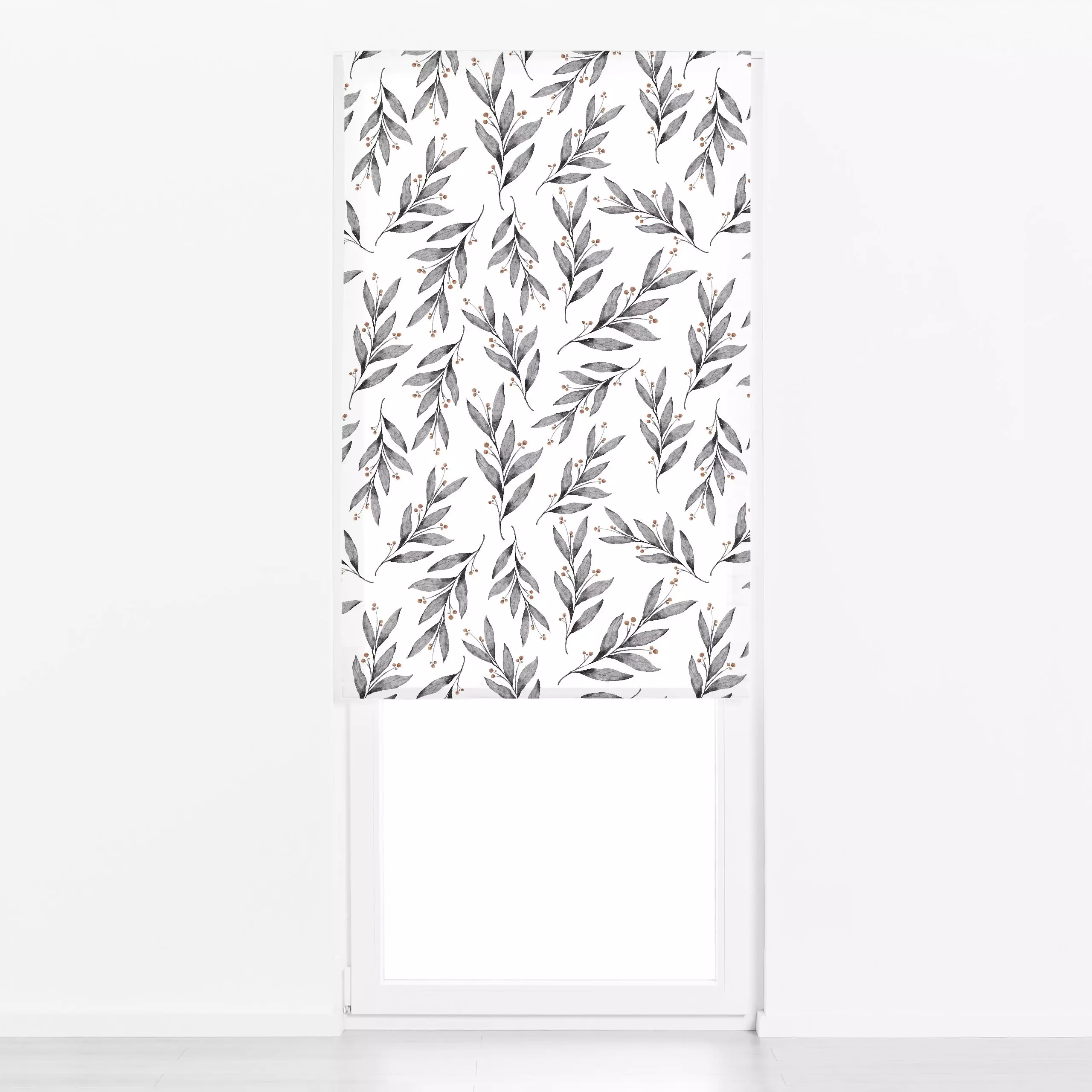 Raffrollo Winterweiße Weihnacht Zweige - Blumen & Florales, Weihnachten, Winter - von „Uta Naumann"; Muster, Wasserfarben, Z...