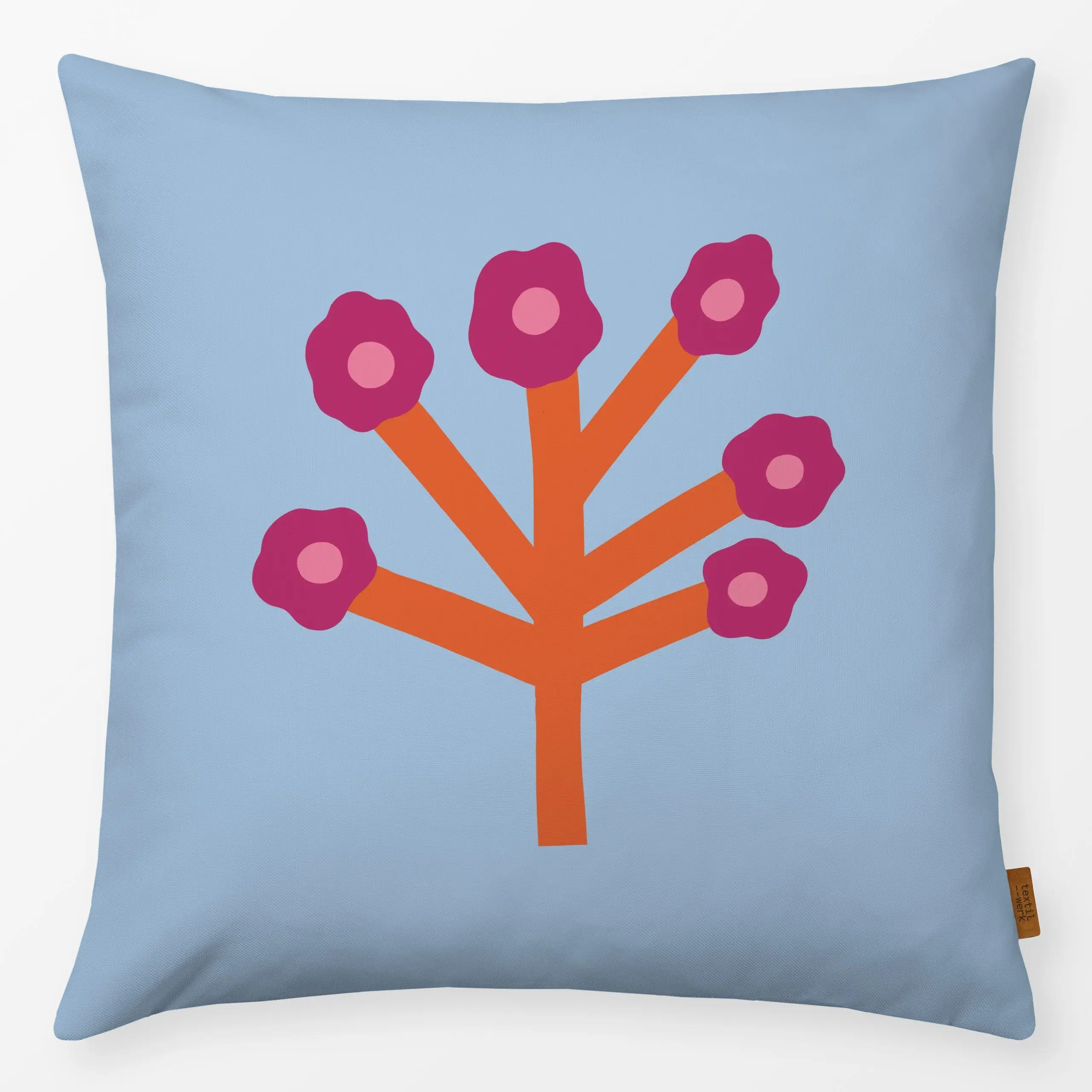 Kissen Wildblume Pink-Orange - Blumen & Florales, Sommer, Pflanzen & Botanik - von „Jane Holtewert"; Blumen, Wildblumen, Som...