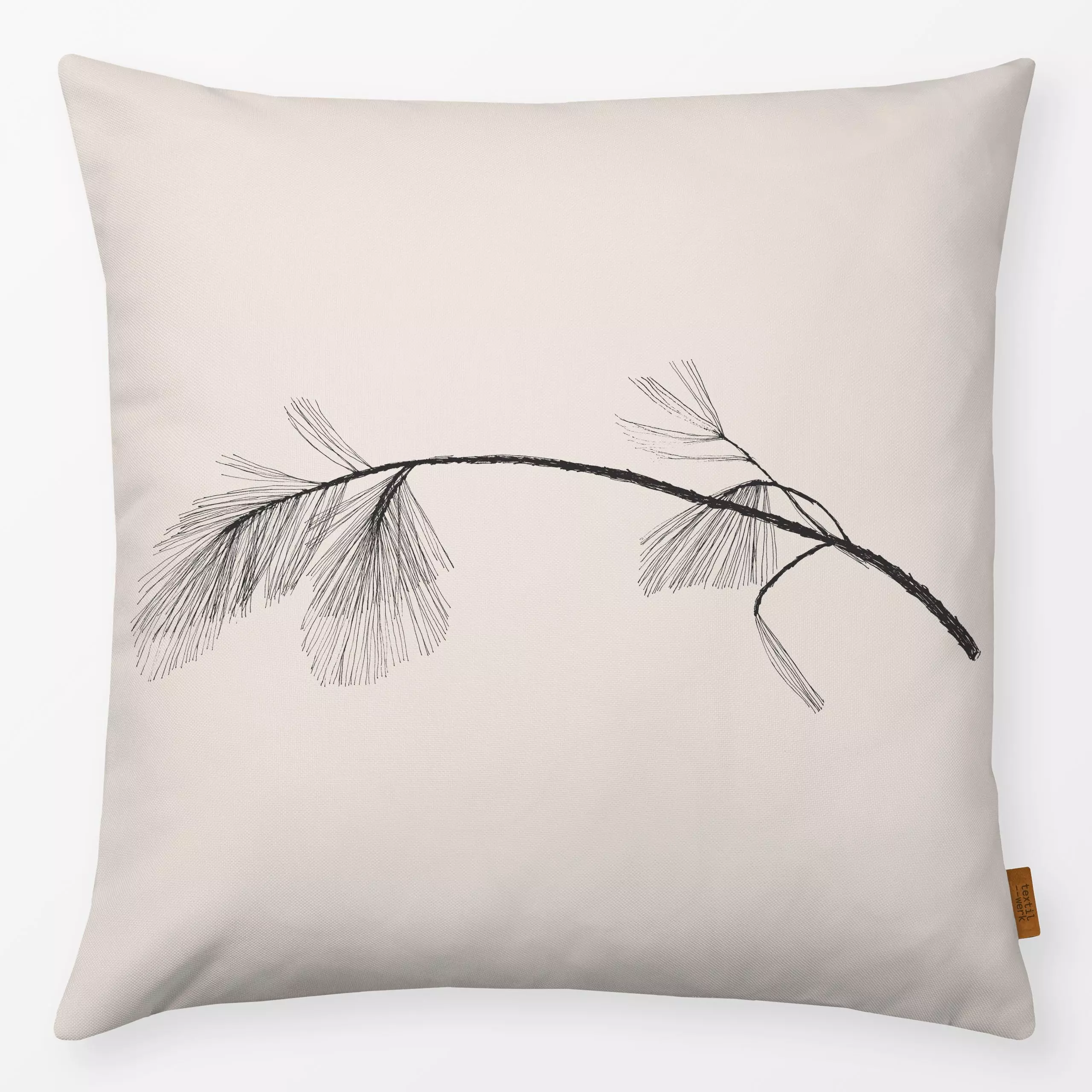 Kissen Kiefernzweig - Winter, Pflanzen & Botanik - von „Julia Schumacher"; Zweig, Weihnachten, Minimalismus, kiefer, Tannenz...