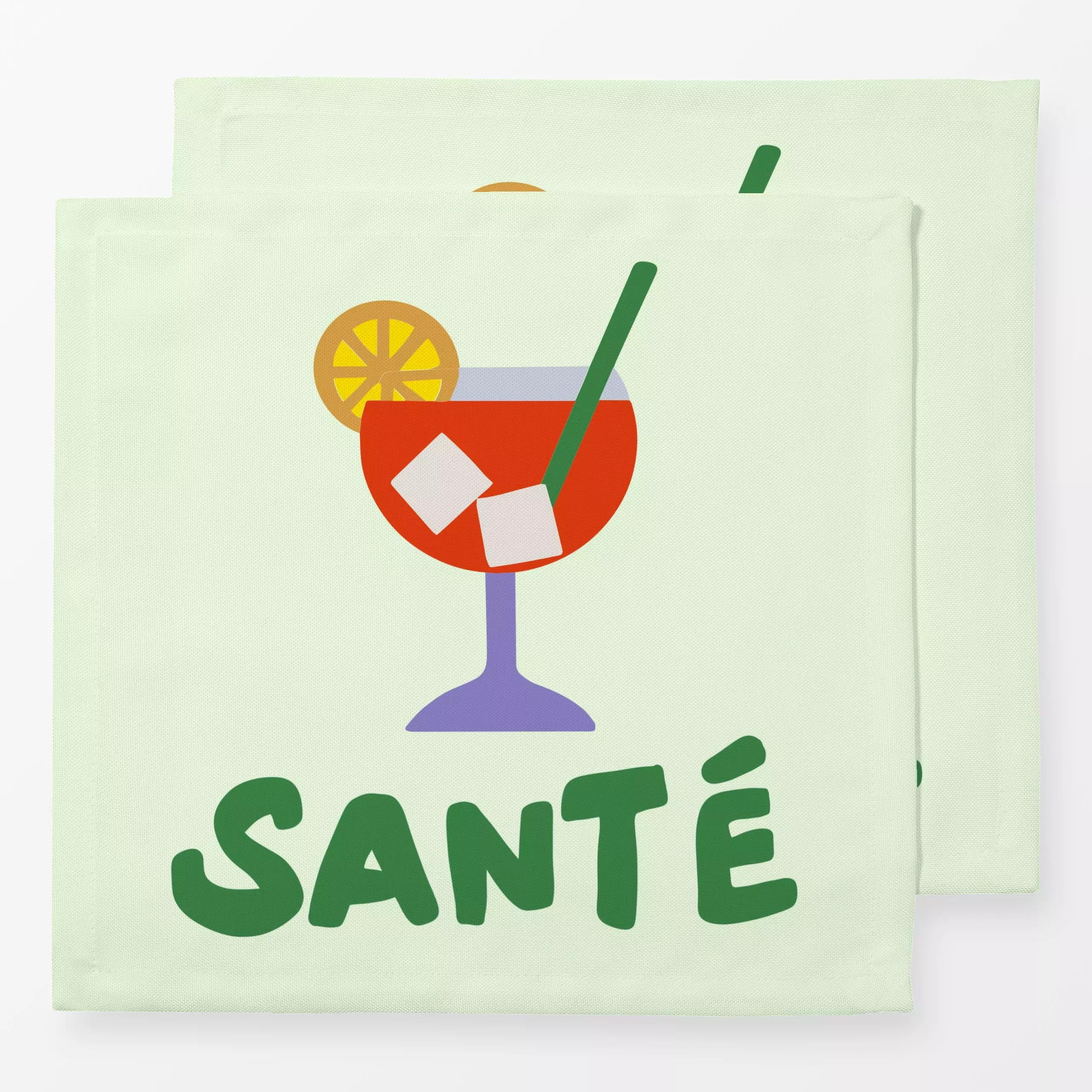Servietten Santé - Sommer, Küche, Essen & Trinken - von „textilwerk“; Illustration, skandinavisch, Sommer, Urlaub, bunt, min...