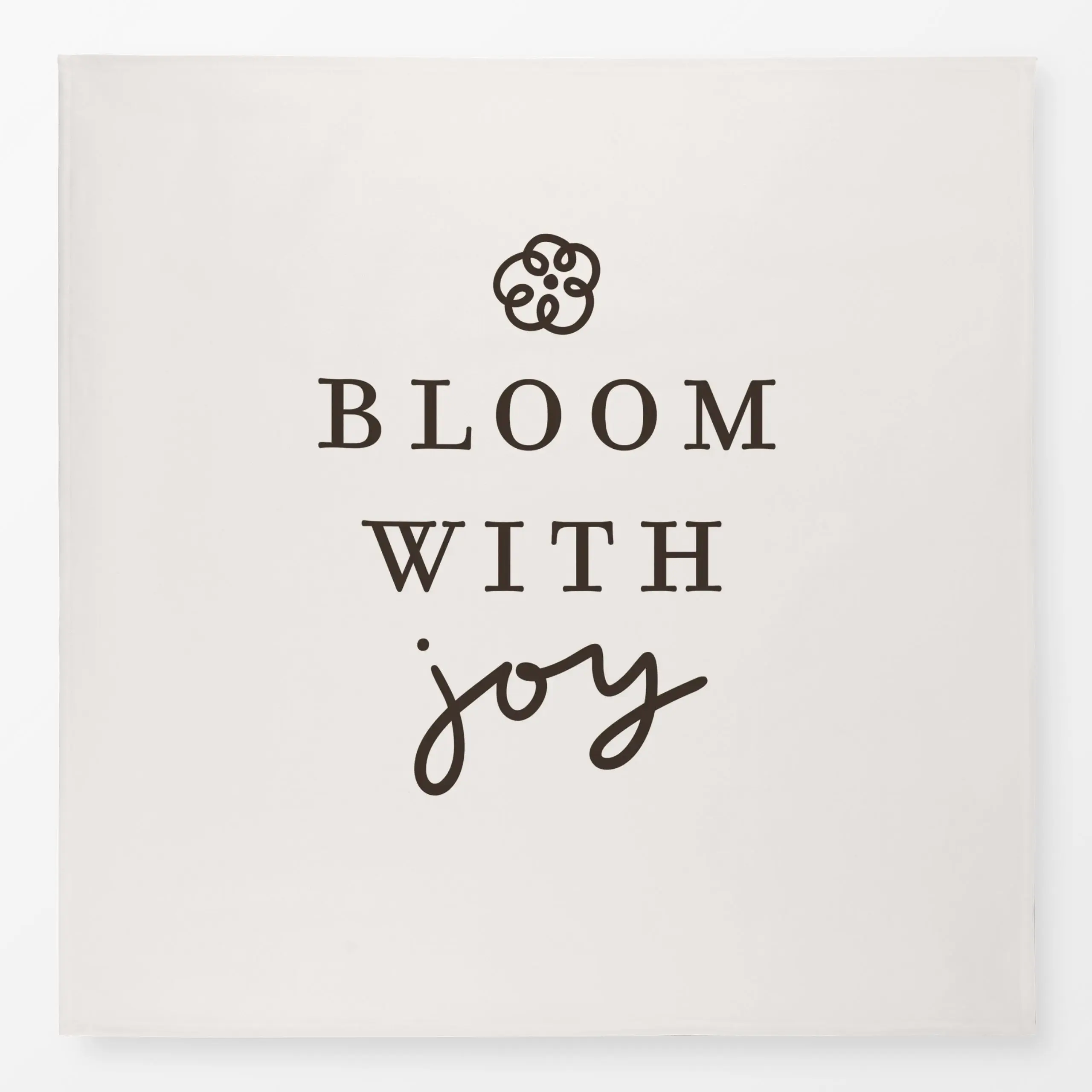 Tischdecke Bloom with Joy beige, Blumen, Spruch, Frühling, von Kruth Design