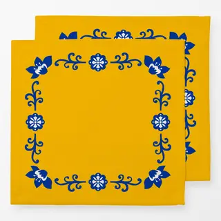 Servietten Folkart blau-gelb