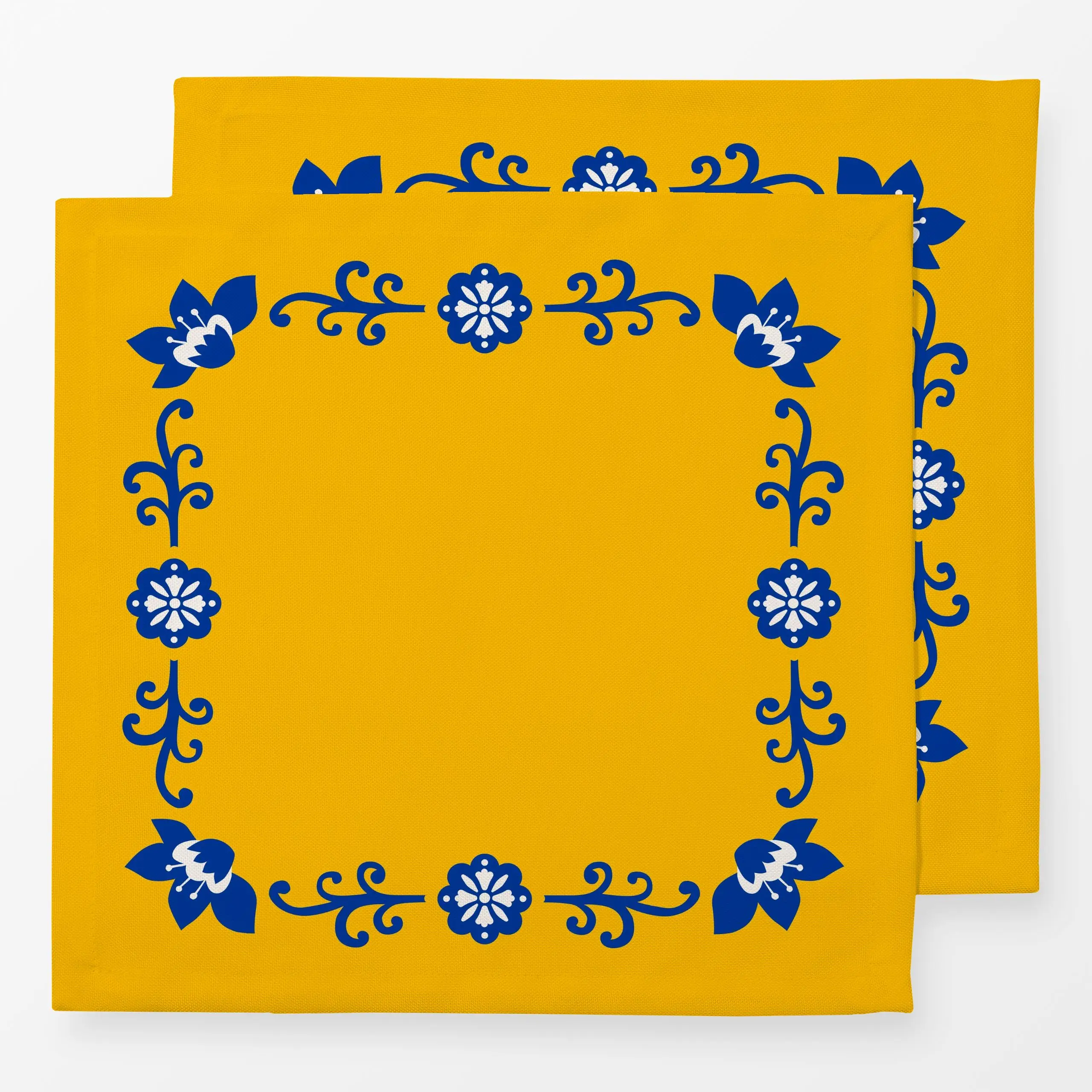 Servietten Folkart blau-gelb - Blumen & Florales, Pflanzen & Botanik - von „Kerstin Ax"; marrakesch, Blumen, Blüten, Sommer,...