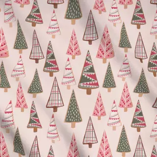 Meterware Weihnachtsbaum Plätzchen rosa