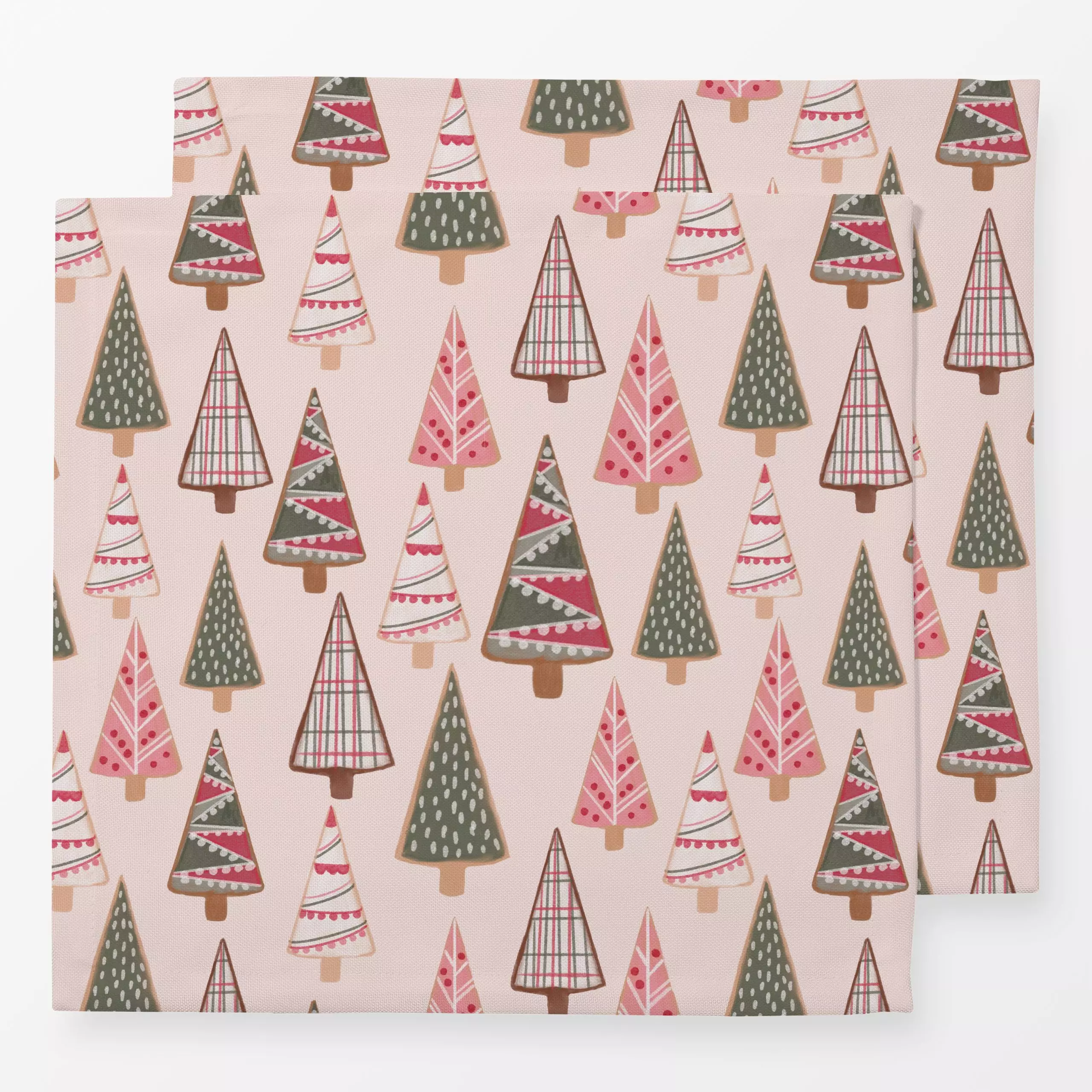 Servietten Weihnachtsbaum Plätzchen rosa - Weihnachten, Symbole & Muster - von „Mareen Heinz"; Muster, Gouache, Illustration...