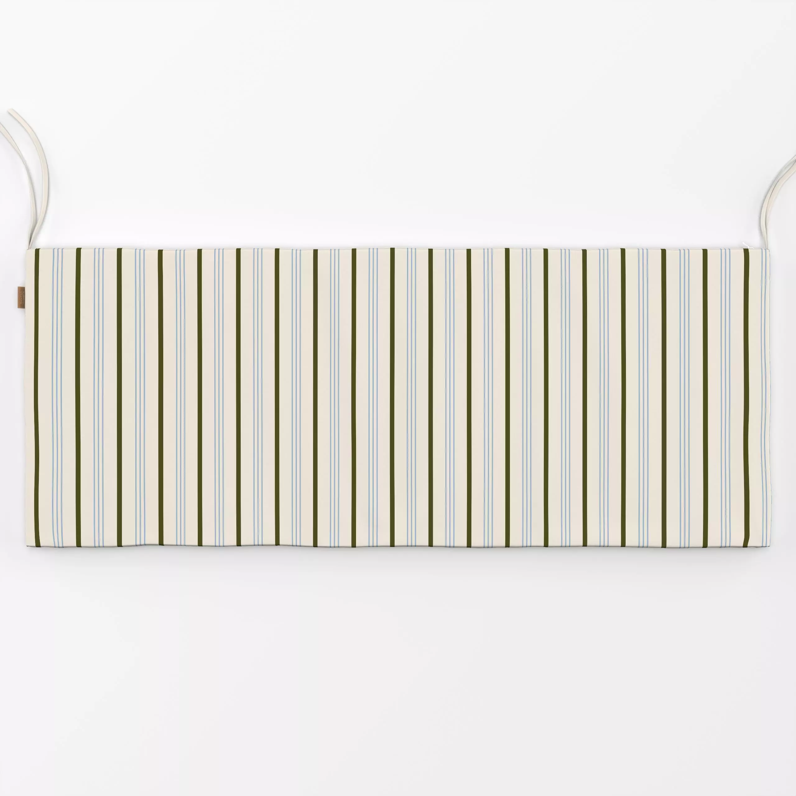 Bankauflage Leinengardine hellblau grün - Herbst, Symbole & Muster - von „Julia Schumacher"; Streifen, Herbst, hellblau, hor...