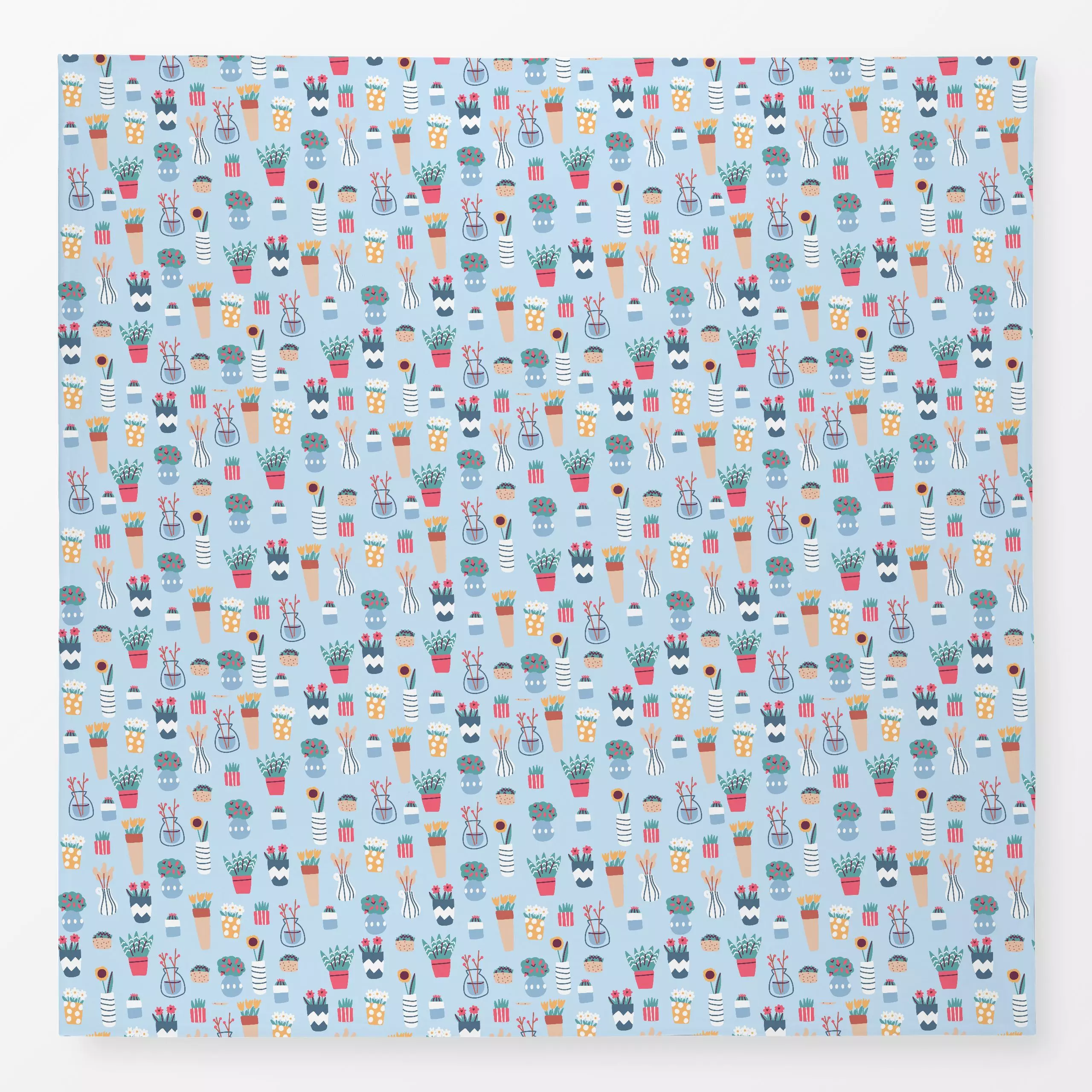 Tischdecke Colorful Floral Pots - Blumen & Florales - von „Sara Maese"; Natur, Blumen, Pflanzen, Garten, botanik, flower, Fl...