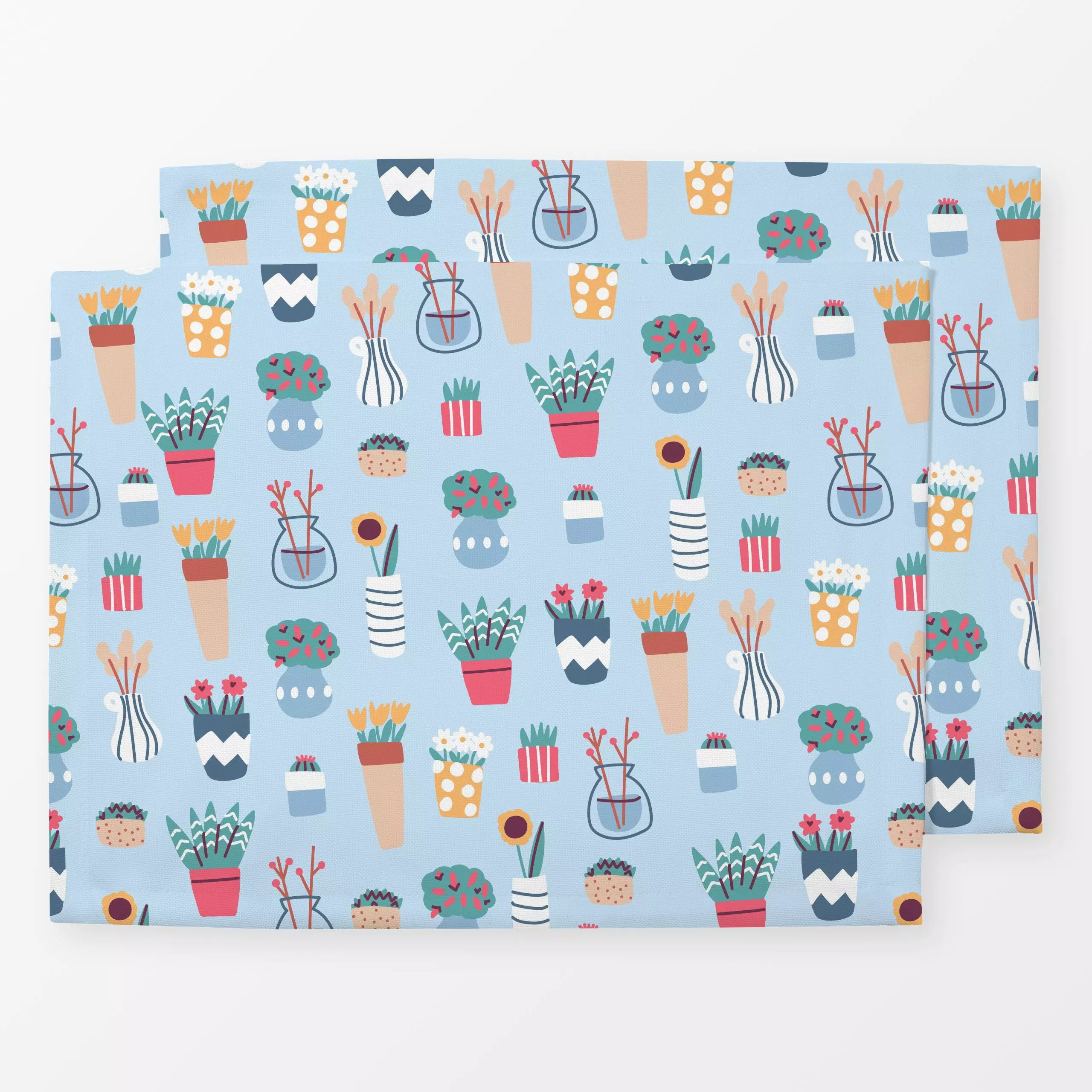 Tischset Colorful Floral Pots - Blumen & Florales - von „Sara Maese"; Natur, Blumen, Pflanzen, Garten, botanik, flower, Flor...