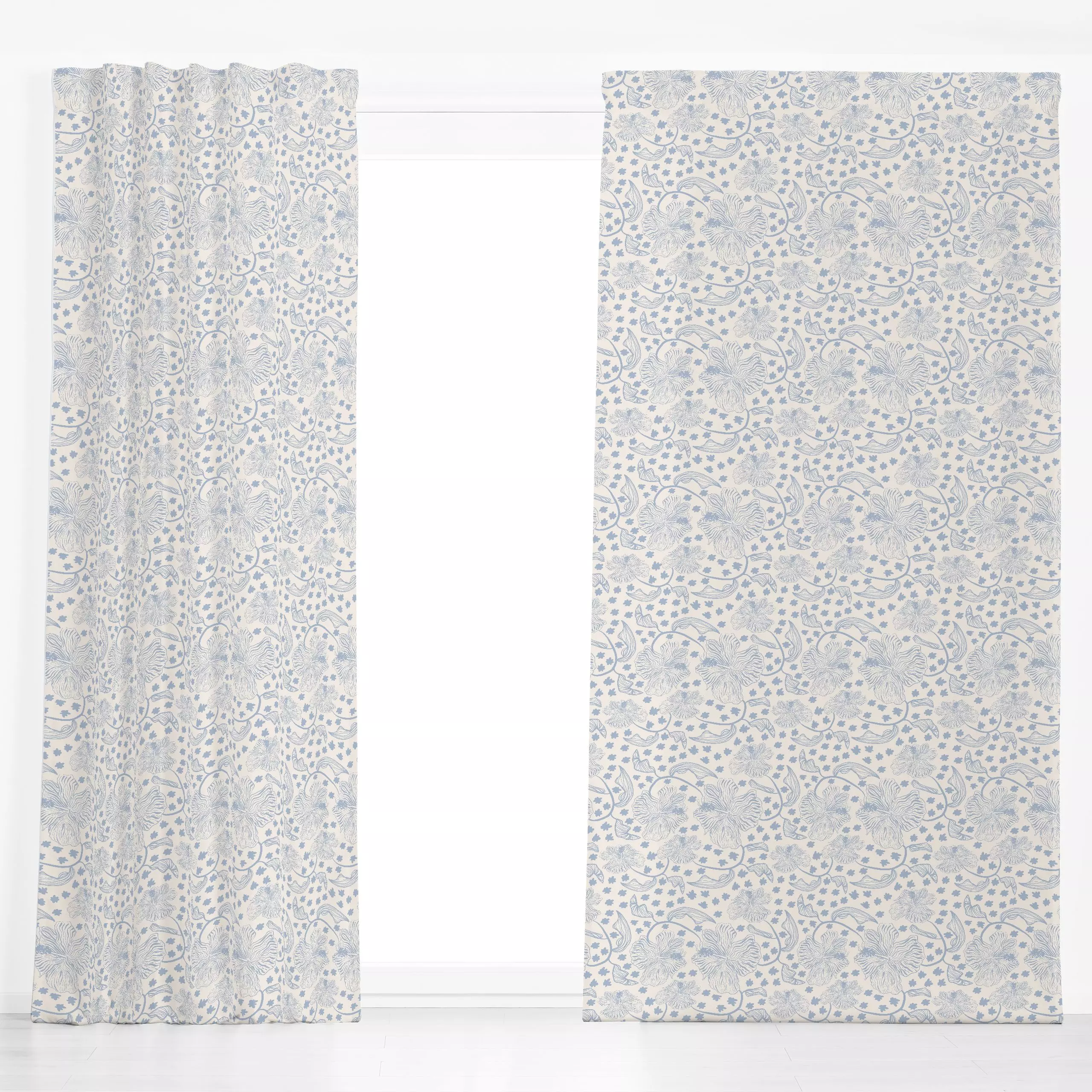 Dekovorhang Summer Blossom Blue - Blumen & Florales, Symbole & Muster - von „Patries Elisabeth"; floral, summer, flower, Hib...