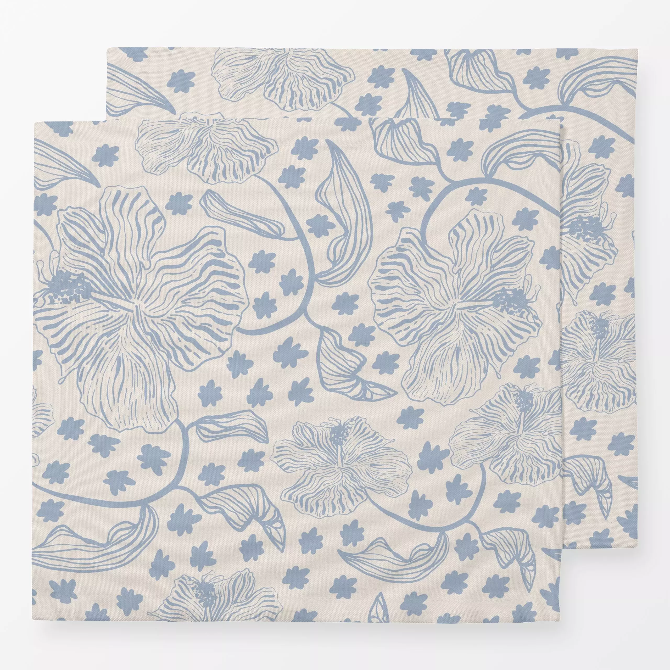 Servietten Summer Blossom Blue - Blumen & Florales, Symbole & Muster - von „Patries Elisabeth"; floral, summer, flower, Hibi...