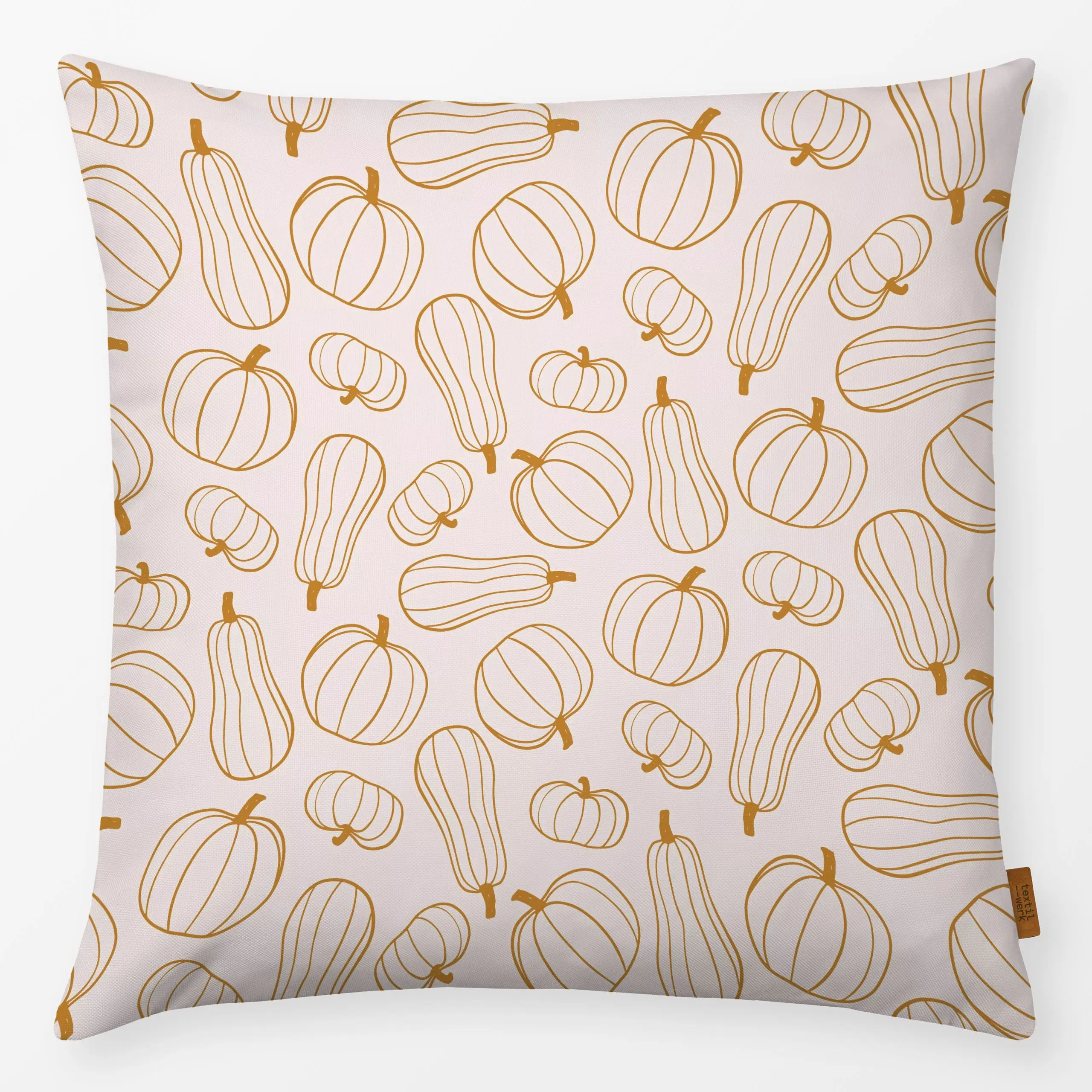 Kissen Pumpkins Kürbisse Gelb Beige - Herbst, Anlässe, Gemüse - von „Kathrin Woo"; Muster, Herbst, minimalistisch, Kuerbis, ...