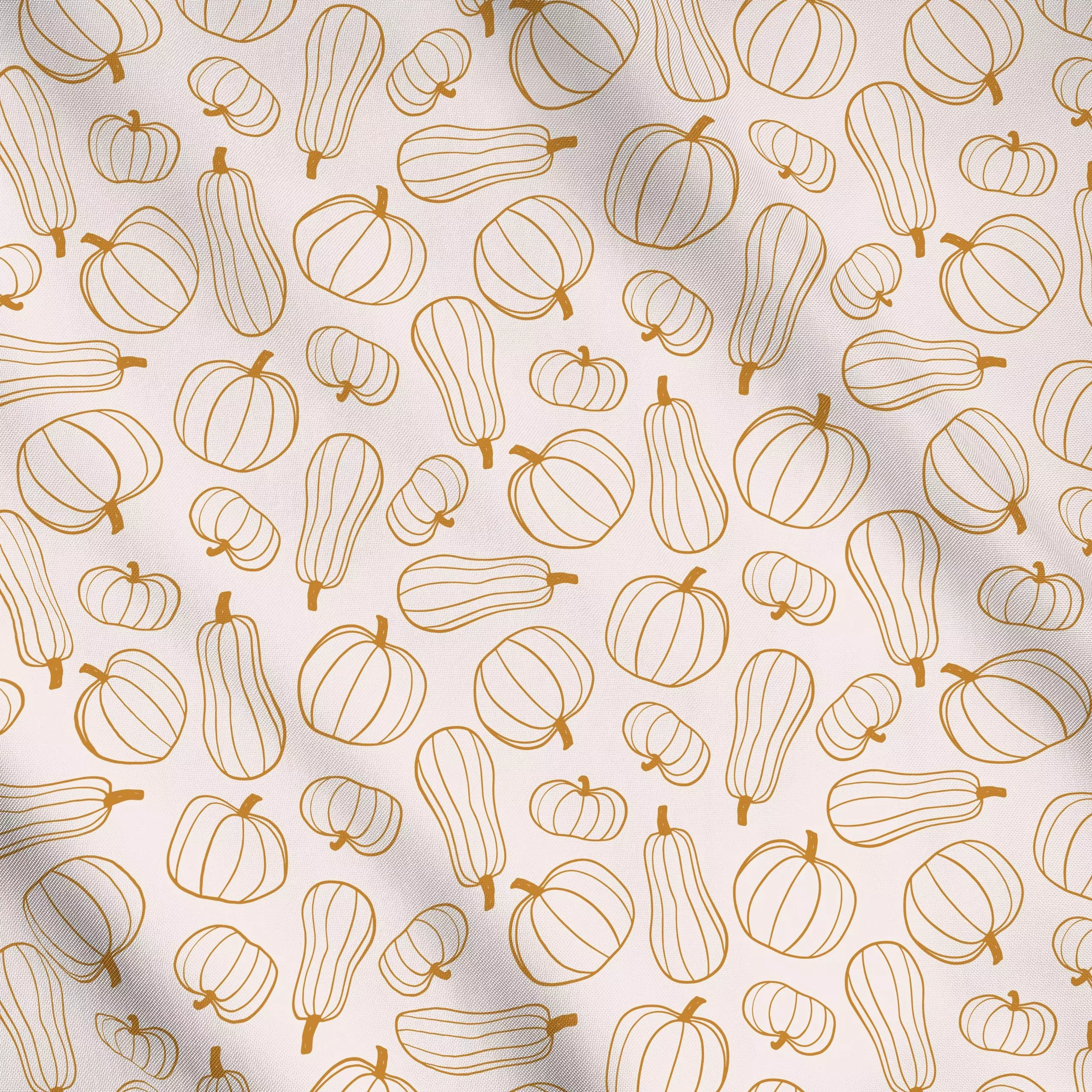 Meterware Pumpkins Kürbisse Gelb Beige - Herbst, Anlässe, Gemüse - von „Kathrin Woo"; Muster, Herbst, minimalistisch, Kuerbi...