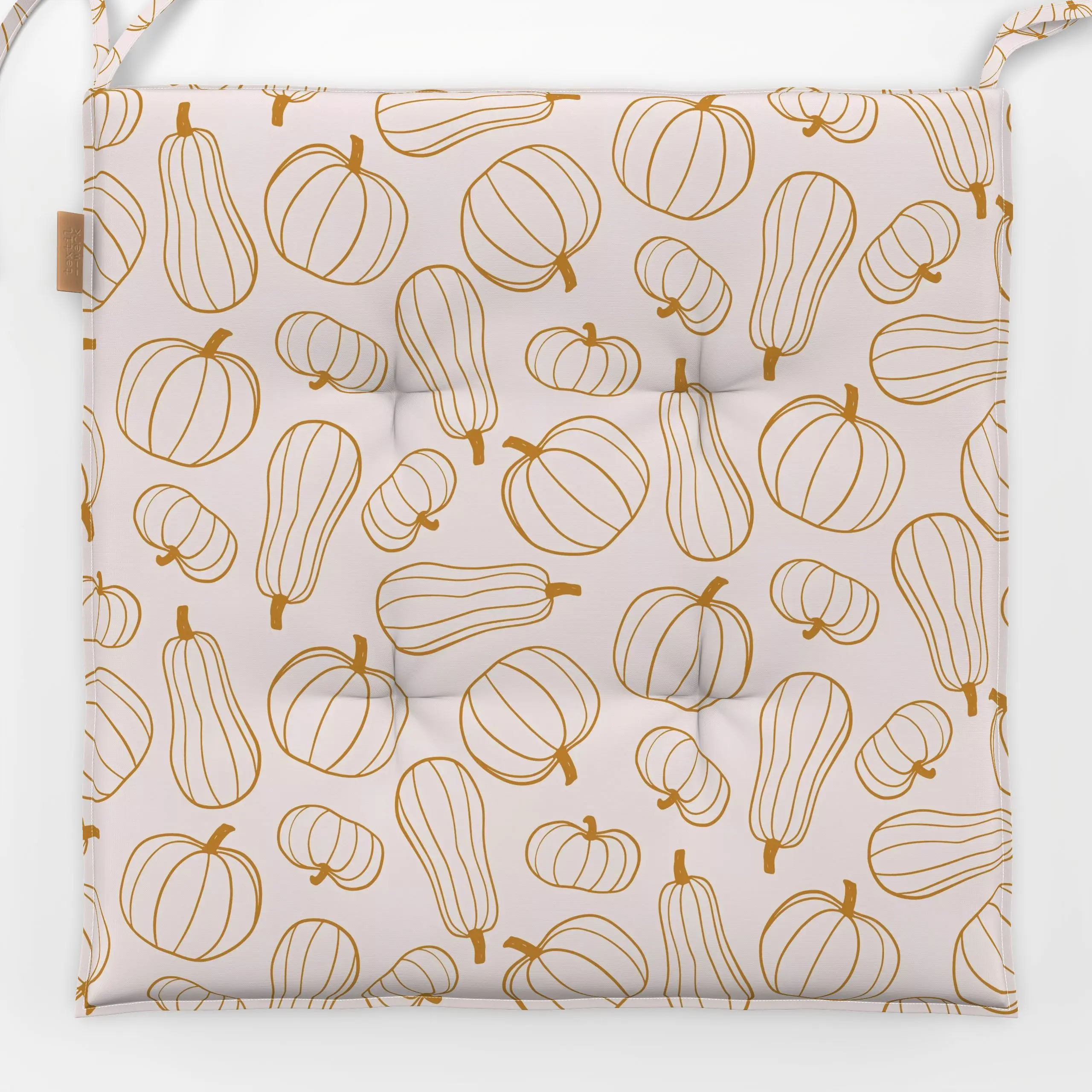 Sitzkissen Pumpkins Kürbisse Gelb Beige - Herbst, Anlässe, Gemüse - von „Kathrin Woo"; Muster, Herbst, minimalistisch, Kuerb...